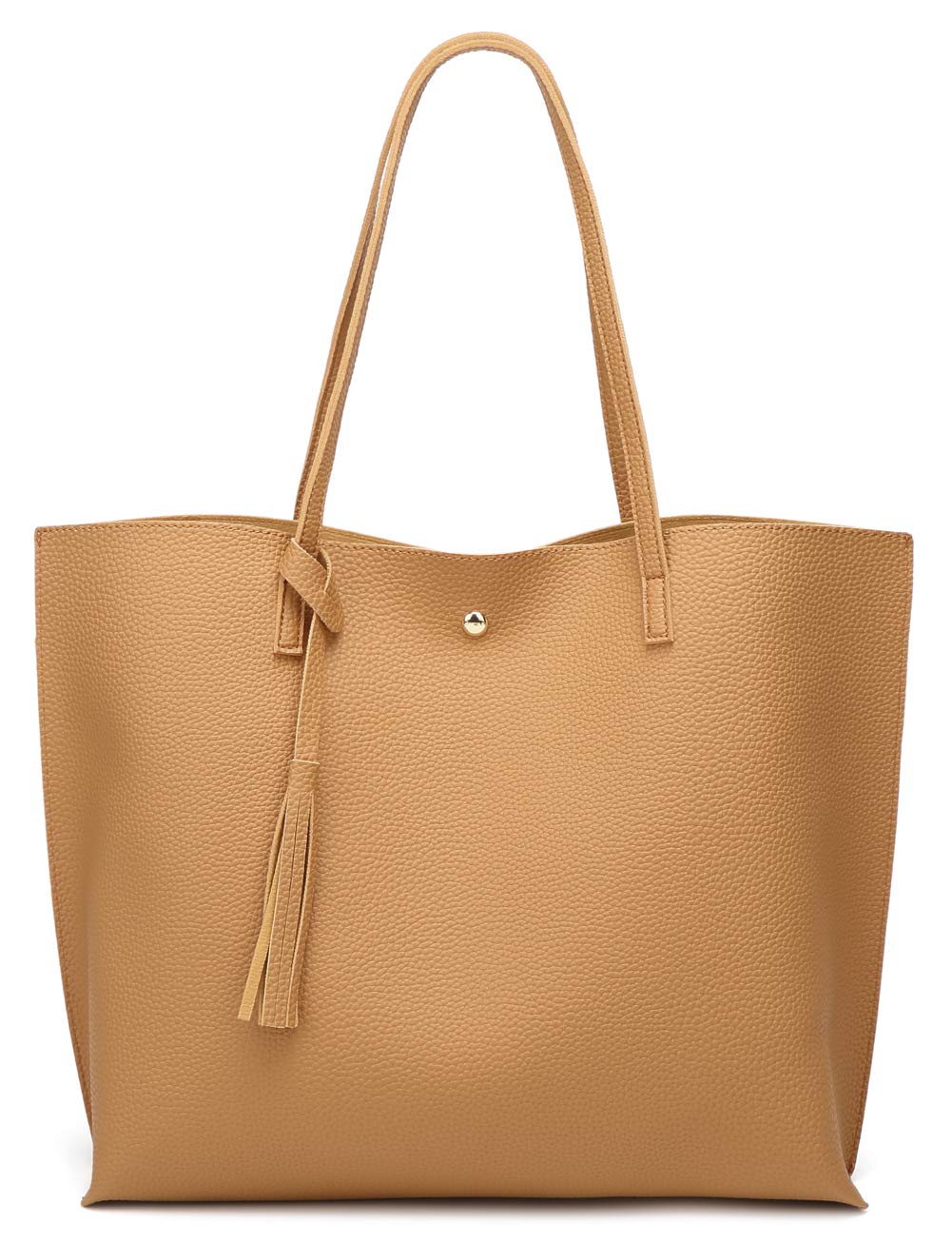 Dreubea Women's Soft Faux Leather Tote Shoulder Bag from, Big Capacity Tassel Handbag