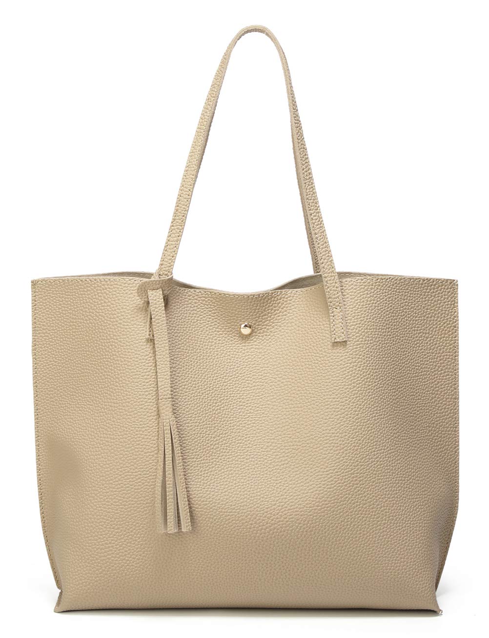 Dreubea Women's Soft Faux Leather Tote Shoulder Bag from, Big Capacity Tassel Handbag