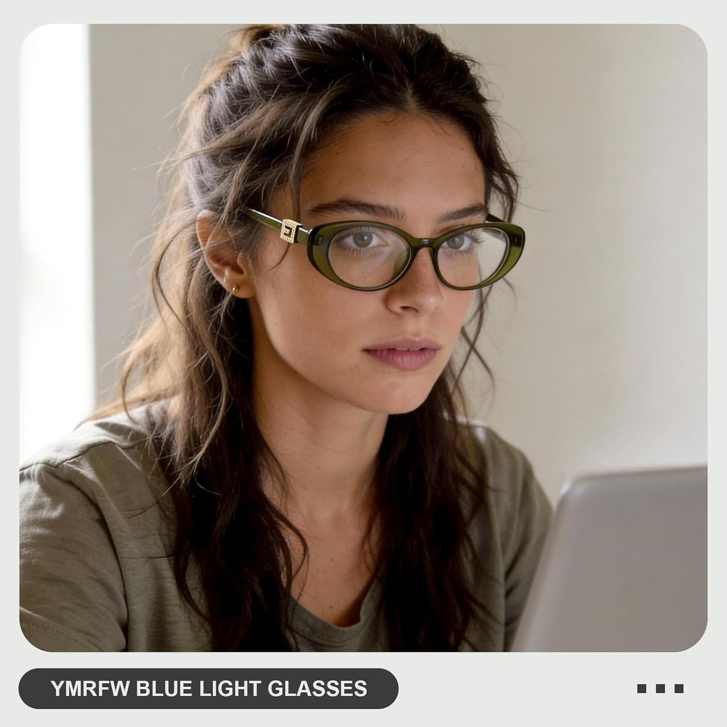 Oval Blue Light Blocking Glasses for Women Retro 90s Glasses Computer TV Eyeglasses Anti Eyestrain