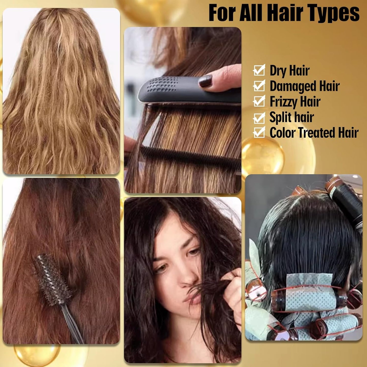 Keratin Hair Treatment Serum,Hair Serum Treatment for Dry Damaged Hair,Hair Oil Capsules with Keratin,Argan Oil-Leave-in Anti Frizz Conditioner with Vitamins A, C, E & B5- No Rinse for All Hair Types