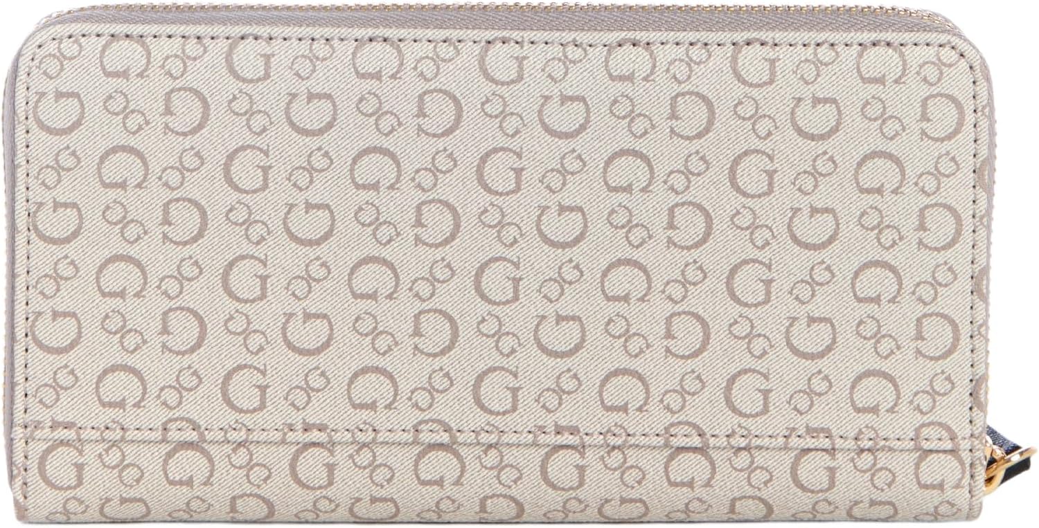 GUESS Kiran Logo Cartera mediana con cremallera, Cemento, Talla única, Kiran Logo Cartera mediana con cremallera alrededor