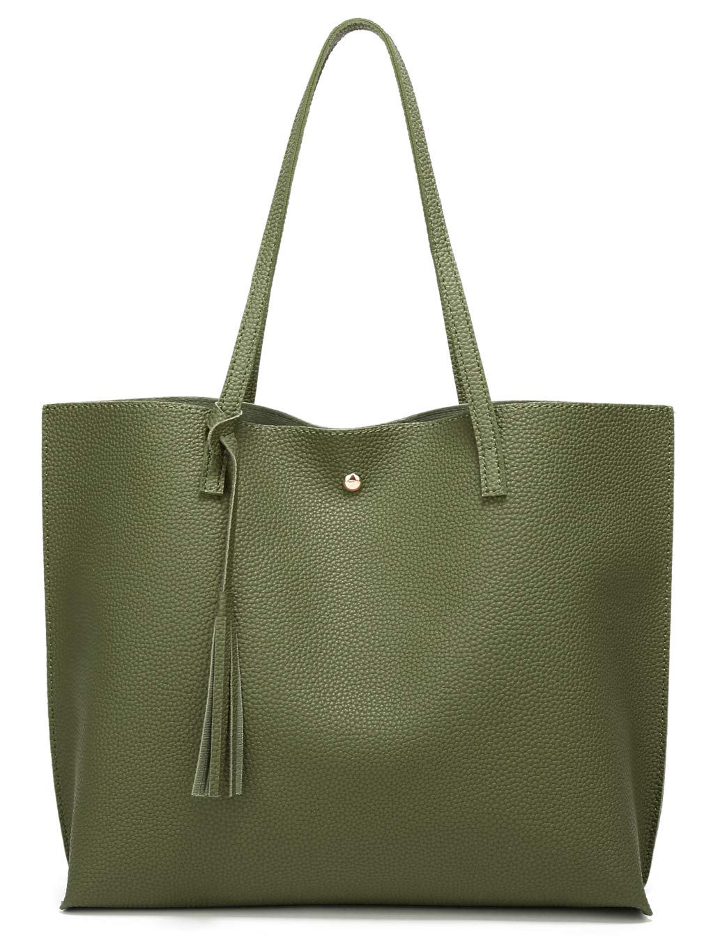 Dreubea Women's Soft Faux Leather Tote Shoulder Bag from, Big Capacity Tassel Handbag