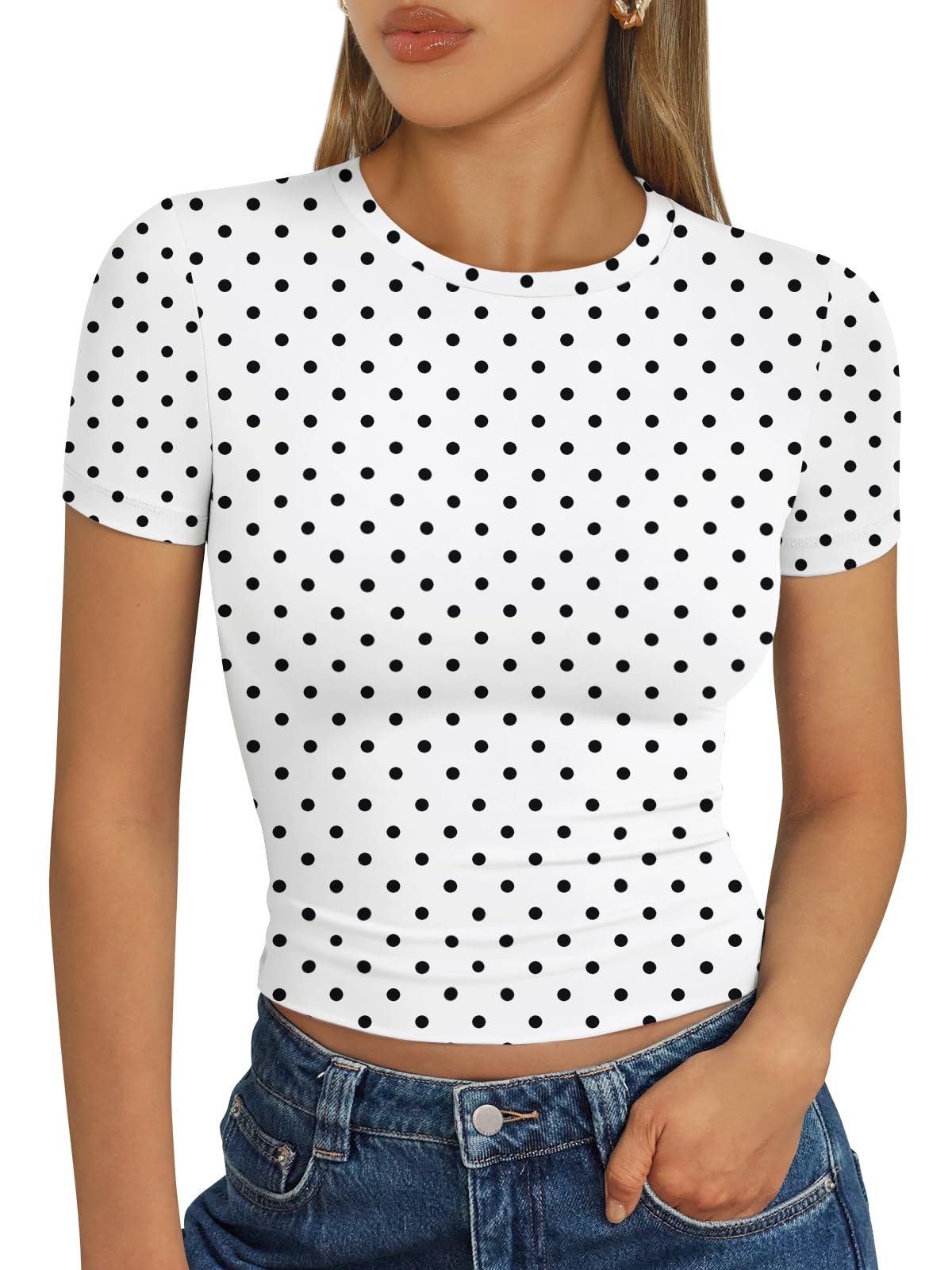 Trendy Queen - Camisetas básicas para mujer, camisetas de verano 2025, de manga corta, ajustadas, para gimnasio, entrenamiento, ropa estilo Y2K