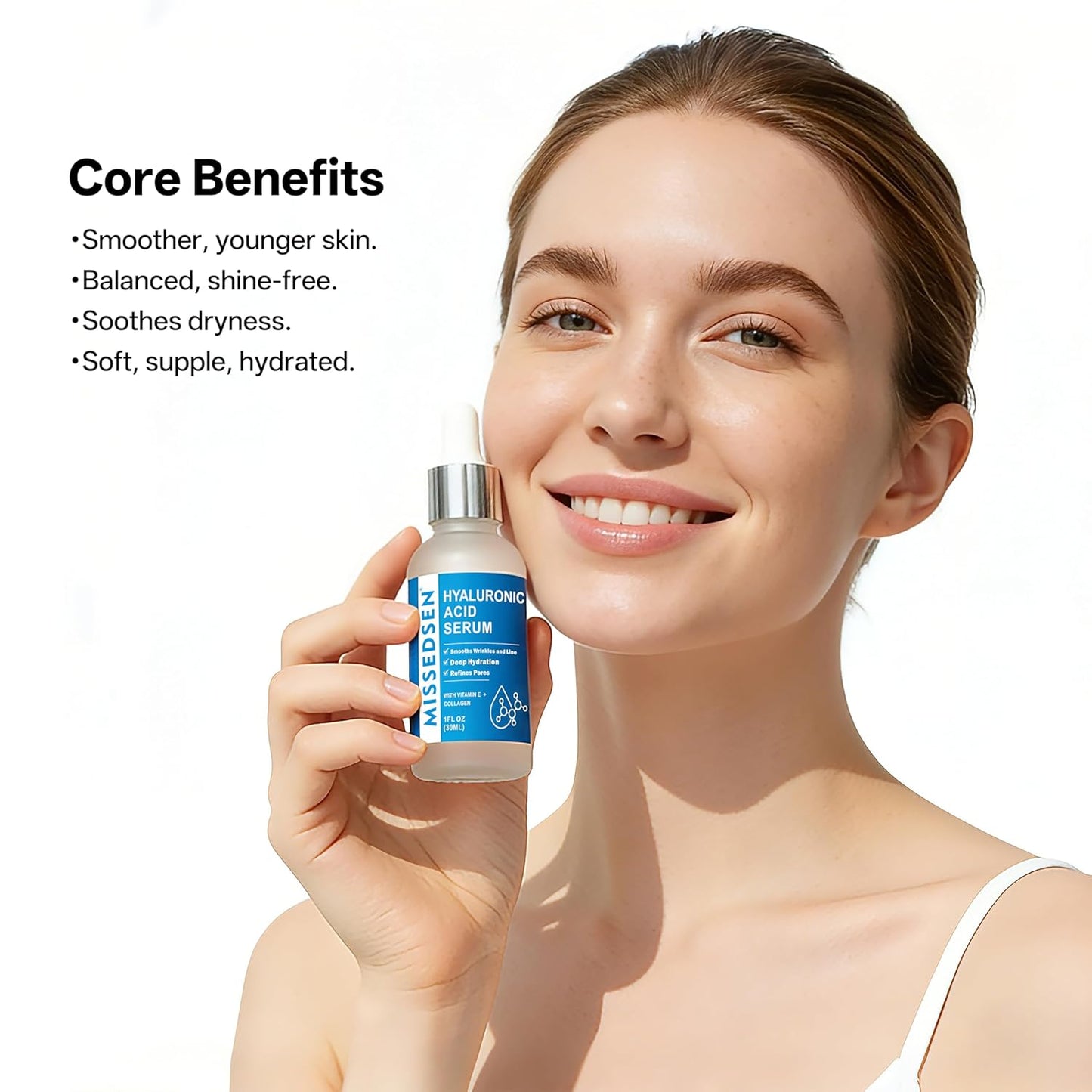 Suero de ácido hialurónico con aceite de colágeno y vitamina E para el cuidado de la piel, suero hidratante e iluminador para la cara, antienvejecimiento, para todo tipo de piel, uso diario, 1 onza líquida