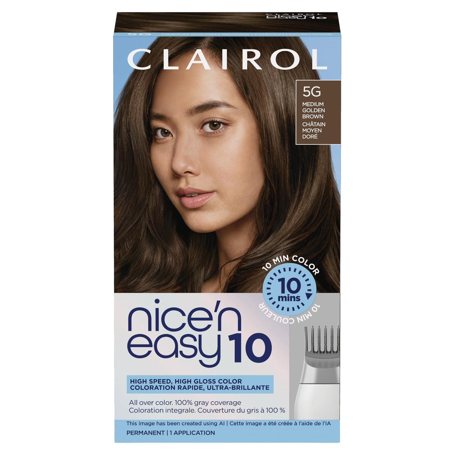 Clairol Nice'N Easy 10 Permanent Hair Dye, 6WN Light Chocolate Brown Hair Color, Pack of 1