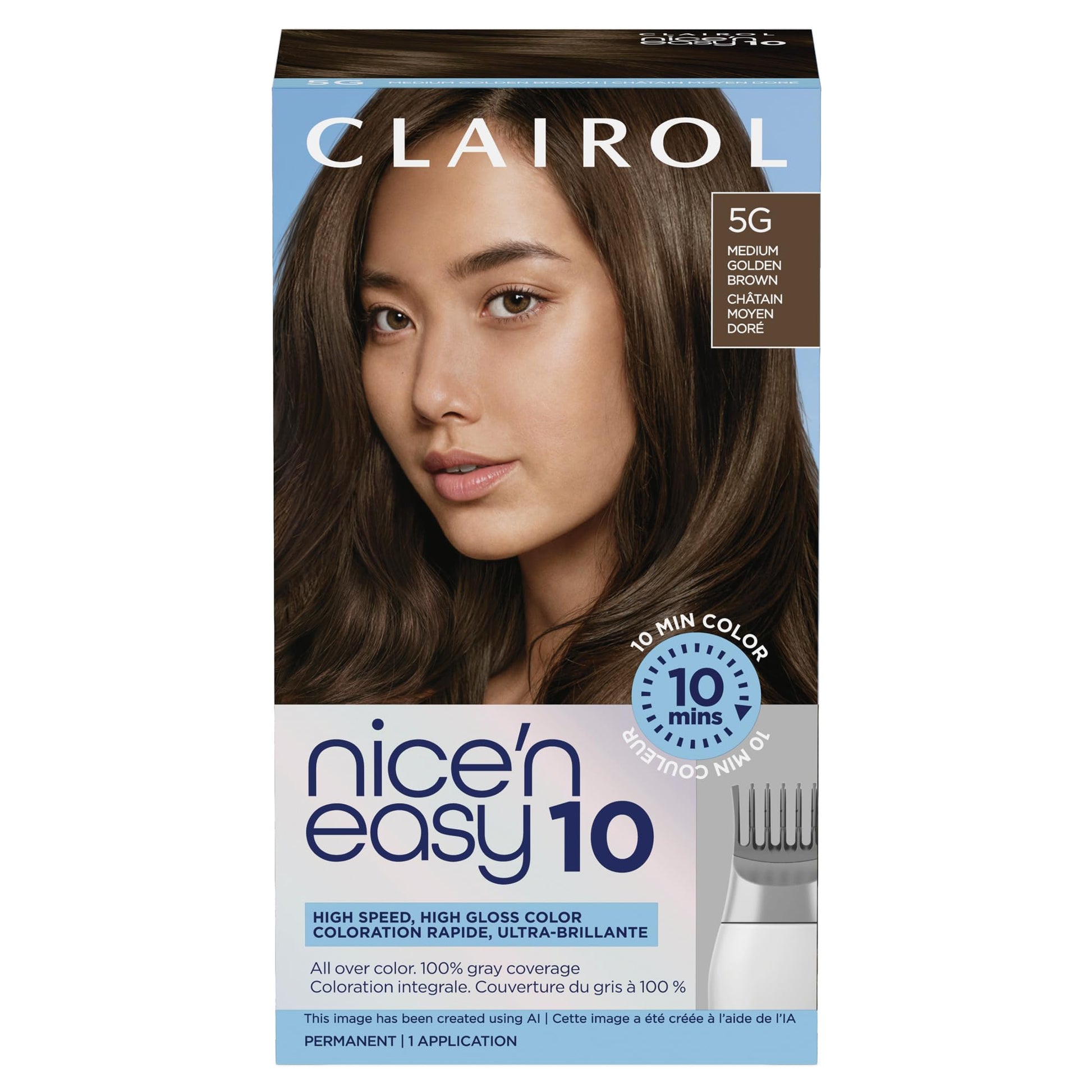 Clairol Nice'N Easy 10 Permanent Hair Dye, 6WN Light Chocolate Brown Hair Color, Pack of 1
