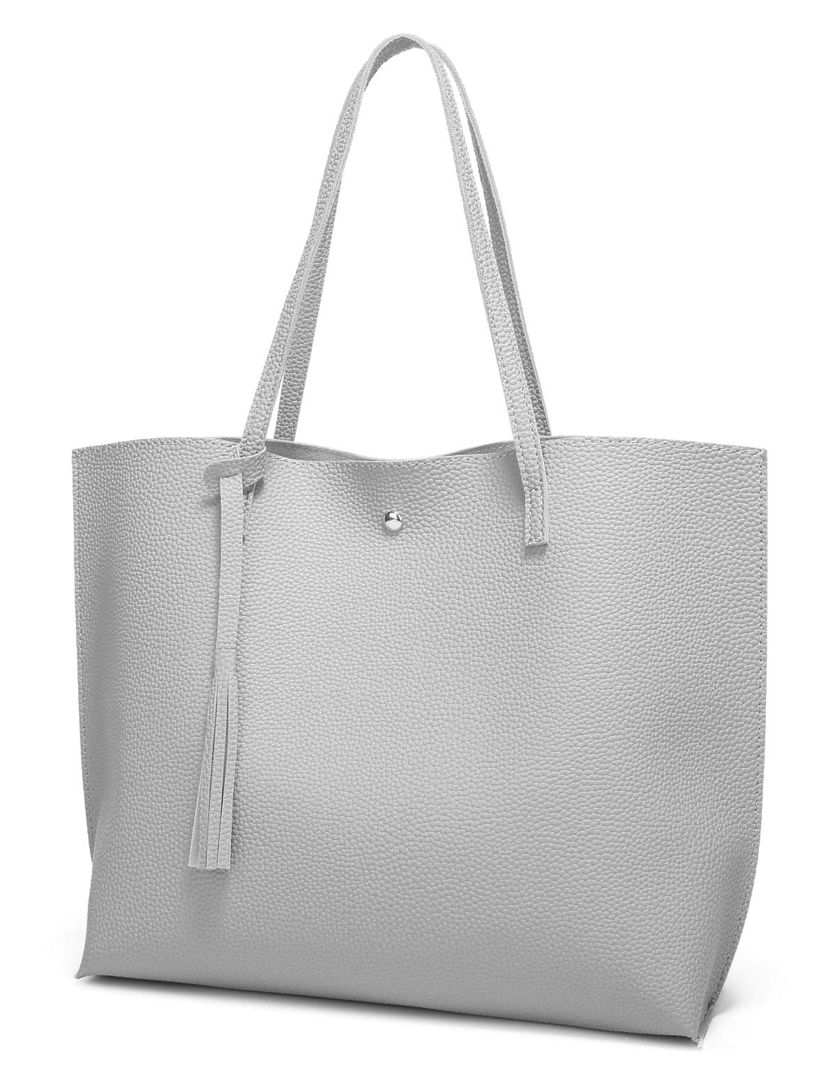 Dreubea Women's Soft Faux Leather Tote Shoulder Bag from, Big Capacity Tassel Handbag