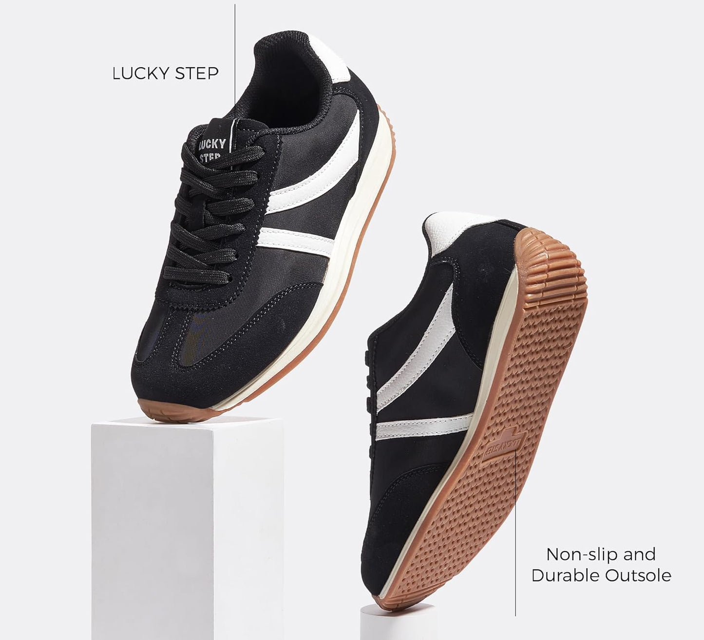 LUCKY STEP - Zapatillas deportivas de moda retro para mujer, antideslizantes, cómodas, casuales, para correr, transpirables, clásicas, para caminar