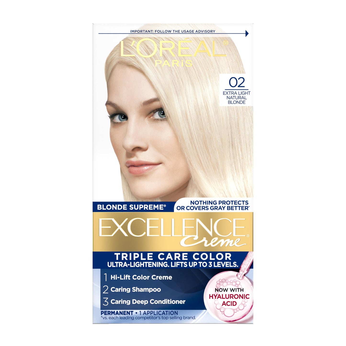 L'Oreal Paris Excellence Crème Tinte Permanente para el Cabello, Color de Cabello de Triple Cuidado con Complejo Pro-Keratine para Cobertura 100% de Canas, 4 Marrón Oscuro, 1 Kit