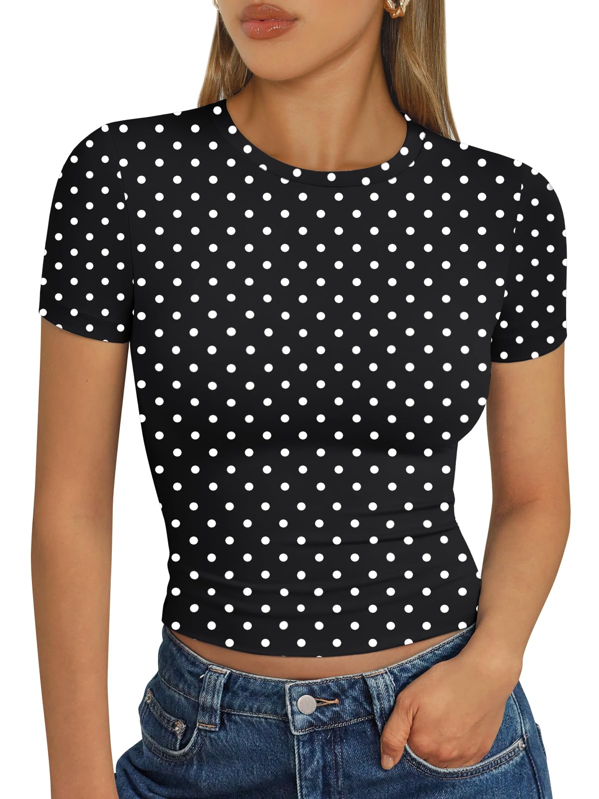 Trendy Queen - Camisetas básicas para mujer, camisetas de verano 2025, de manga corta, ajustadas, para gimnasio, entrenamiento, ropa estilo Y2K