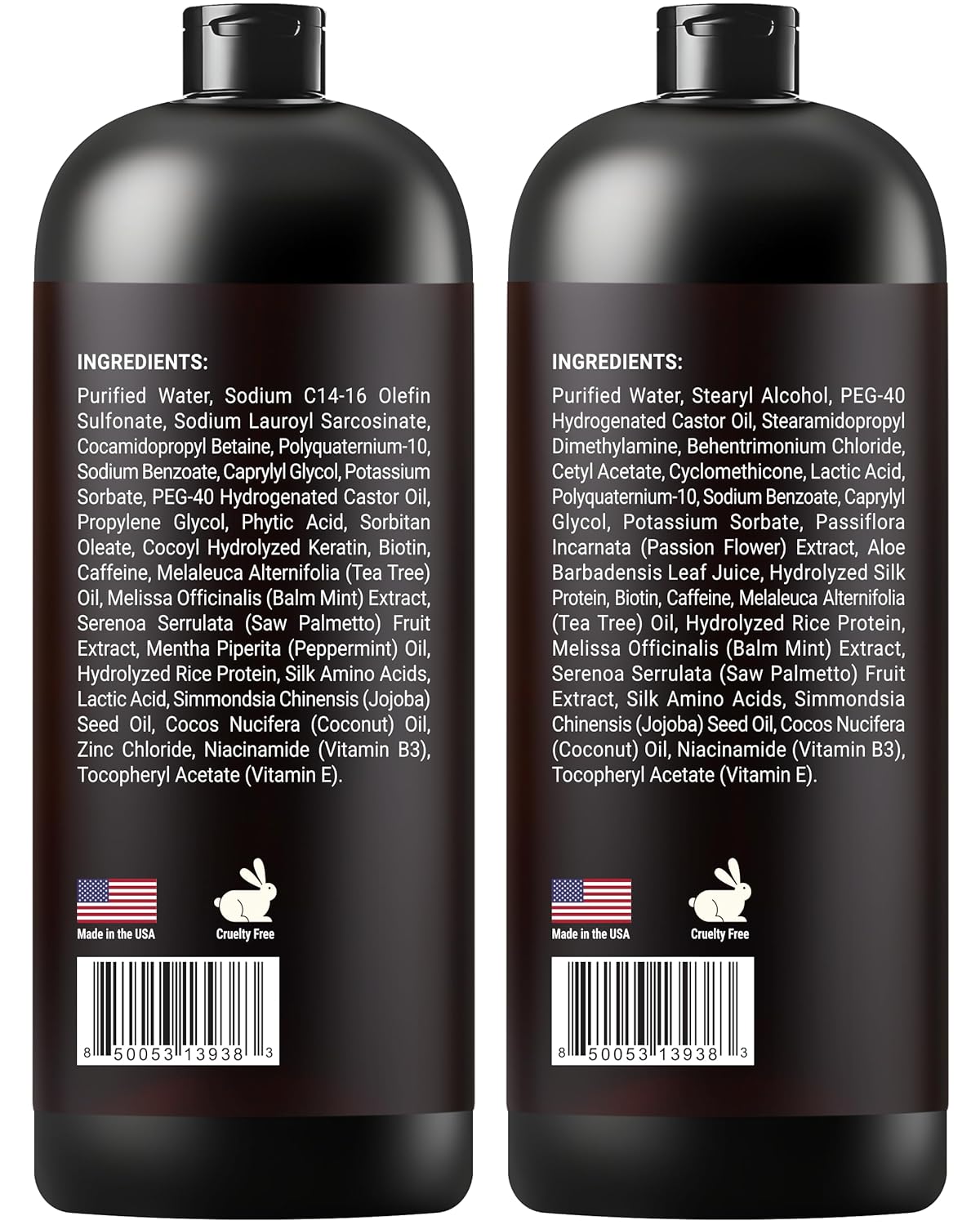 SOULSPA PURE Biotin Rice Water Shampoo and Conditioner Set - Thickening Formula with Rice Protein & Keratin - Strengthening Hair Care for Thinning Hair - Made in USA - 16 fl oz Each