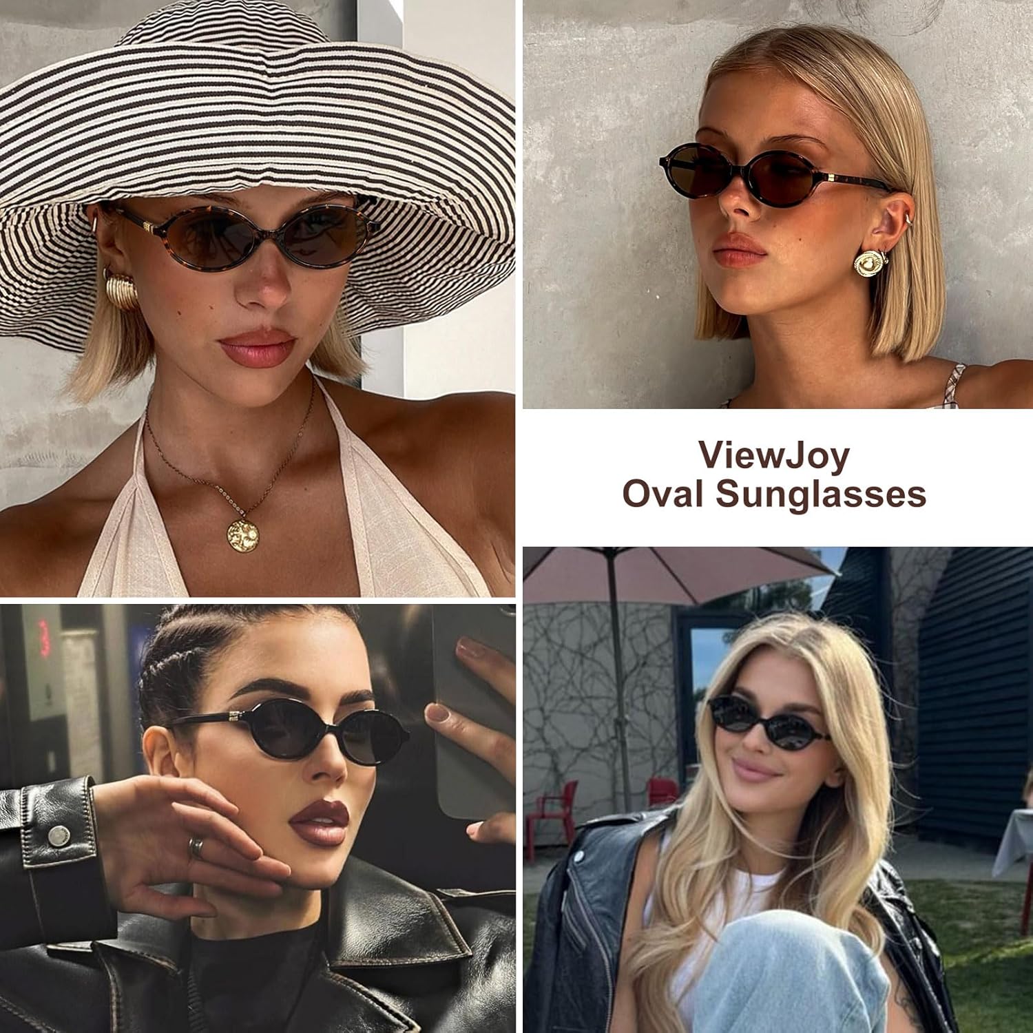 ViewJoy Gafas de sol ovaladas retro para mujer, estilo vintage de los años 90, Y2K, de diseño moderno