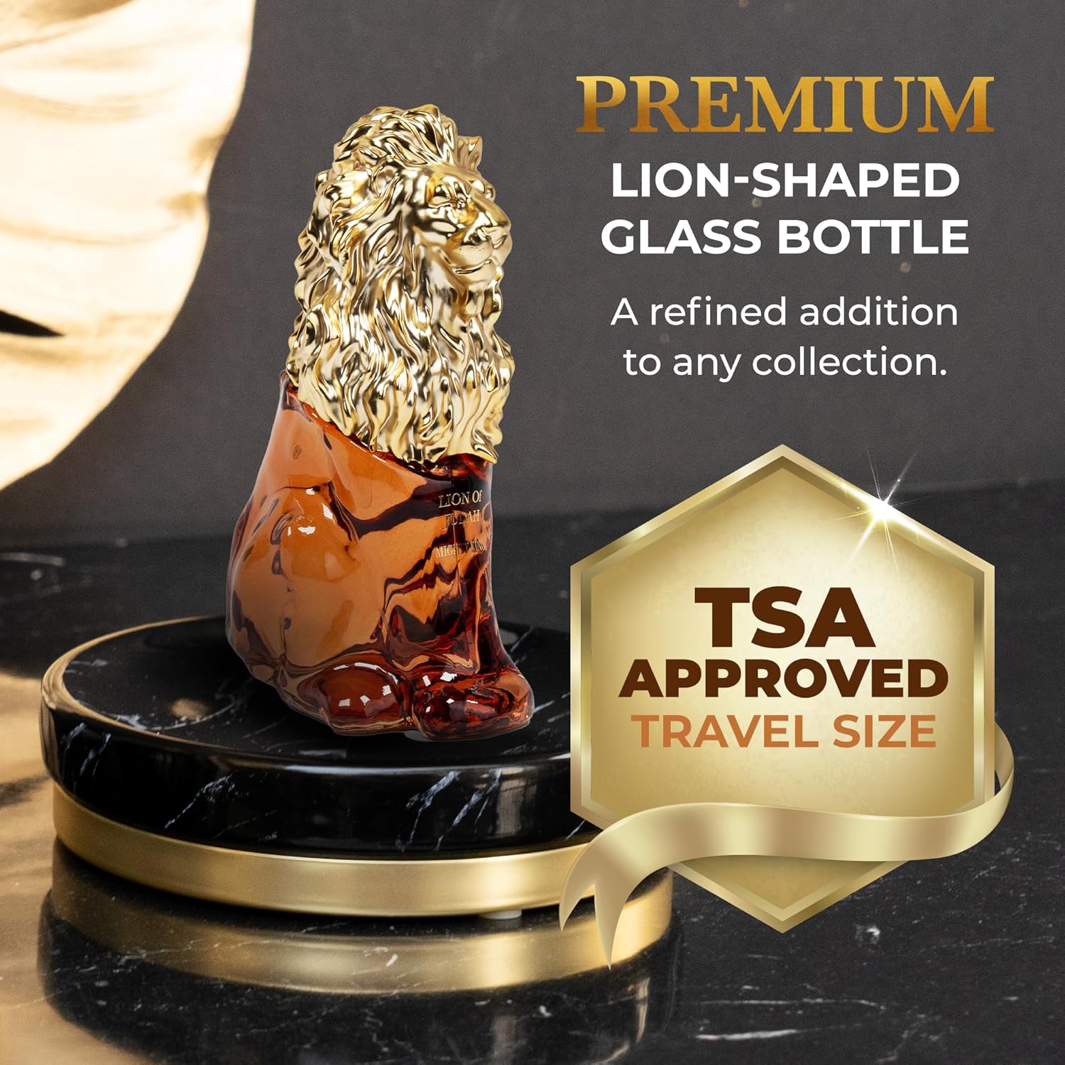 LION OF JUDAH Mighty King – Fragancia EDP de larga duración viene en una elegante botella de vidrio en forma de león – Colonia para hombre con notas de canela, madera seca y vainilla (3.0 fl oz)