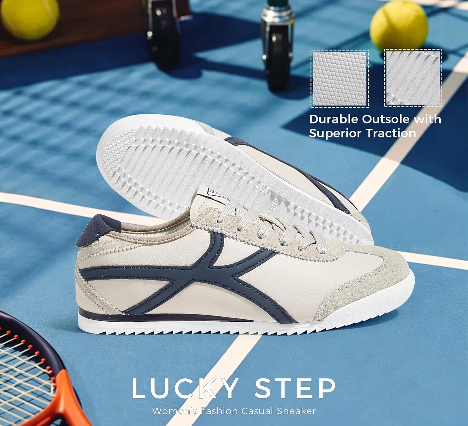 LUCKY STEP Tenis retro unisex para hombres y mujeres, zapatos casuales para caminar, con cordones, tenis de entrenamiento de perfil bajo, ligeros, cómodos, antideslizantes, para uso diario