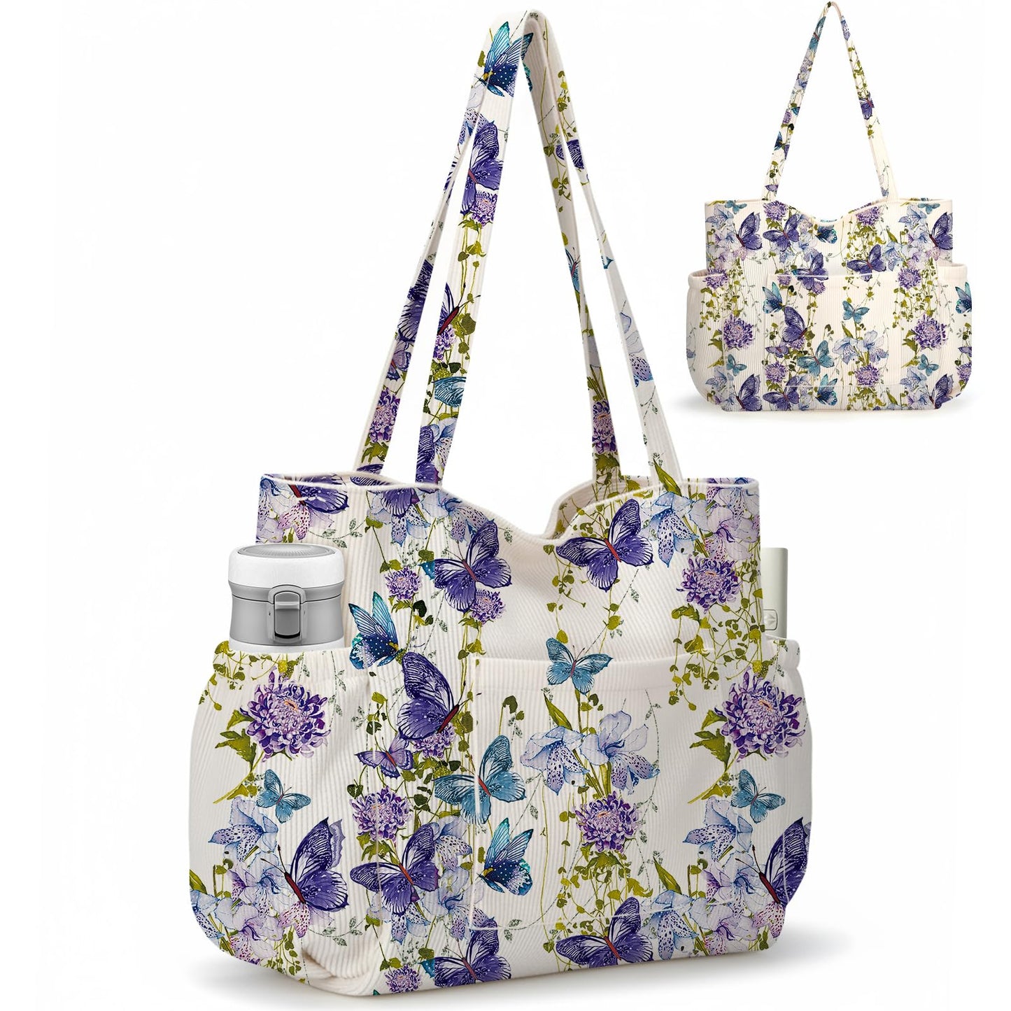 Bolsa de pana para mujeres, bolsa de gran capacidad linda con 6 bolsillos, bolso cruzado de hombro para trabajo, viajes, gimnasio