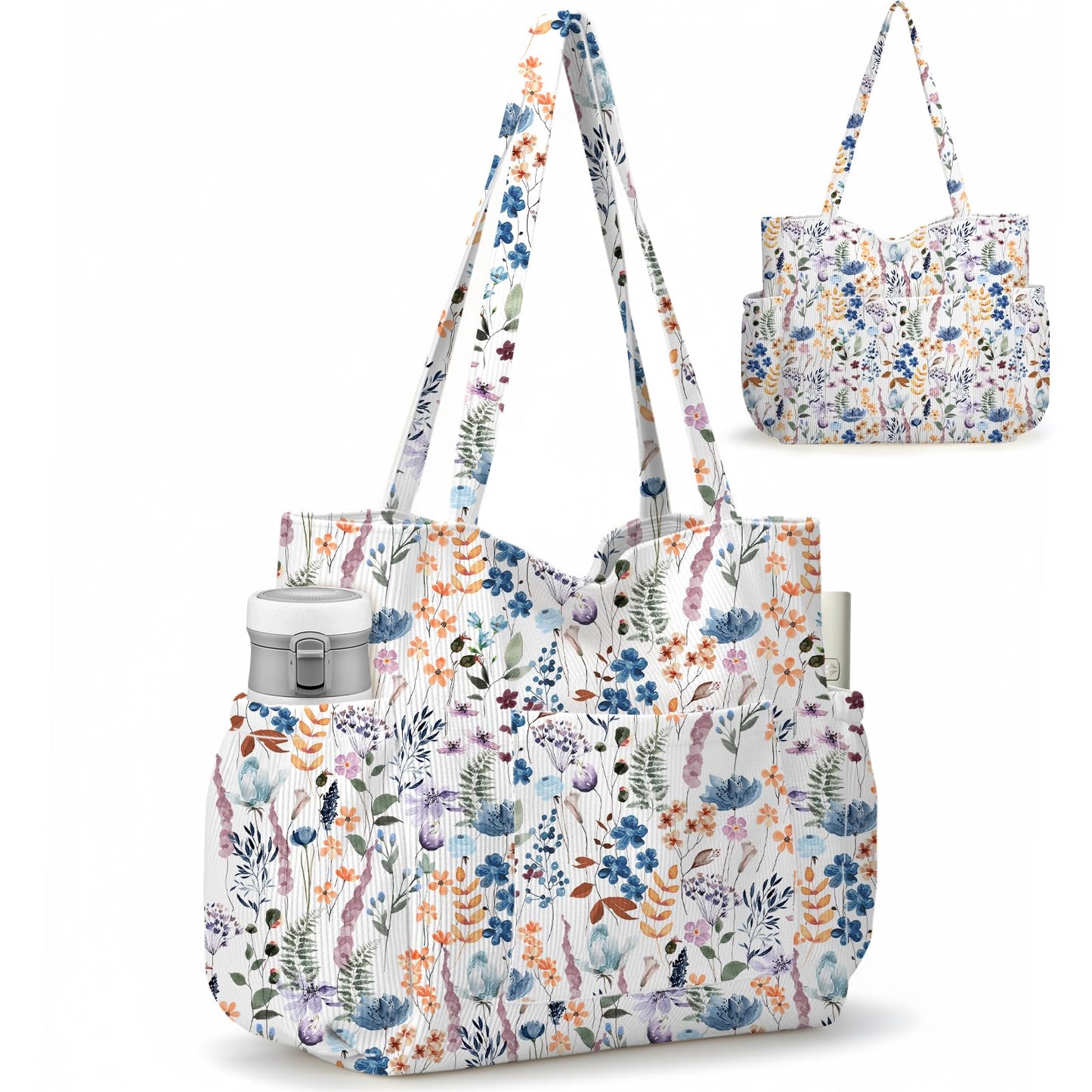Bolsa de pana para mujeres, bolsa de gran capacidad linda con 6 bolsillos, bolso cruzado de hombro para trabajo, viajes, gimnasio