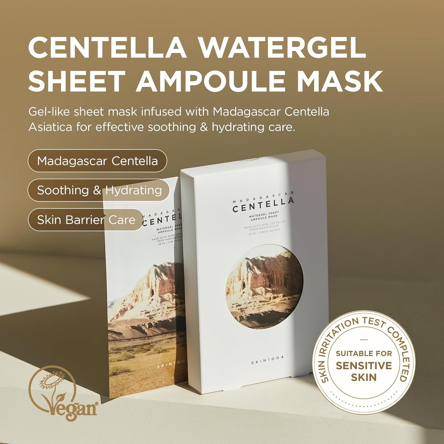 SKIN1004 Madagascar Centella Watergel Sheet Ampolla Mask 5ea, mascarilla coreana con centella asiática, hoja de mascarilla hidratante infundida con ampolla centella para hidratación profunda, cuidado de la piel coreano