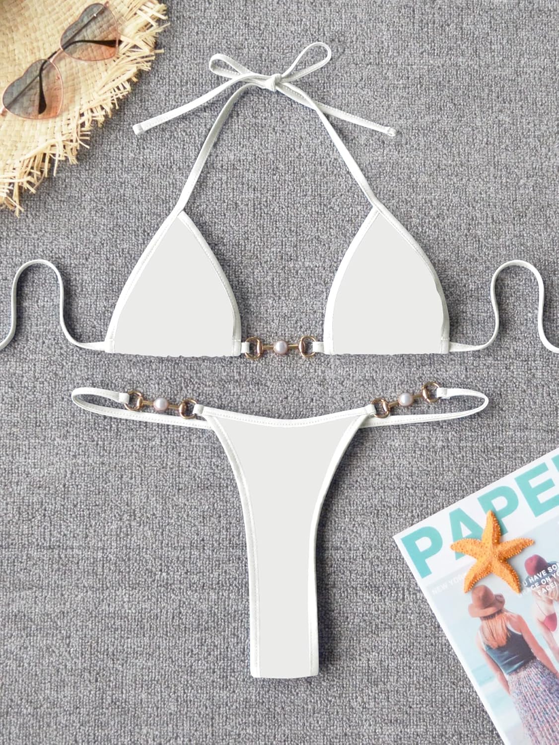 swimall Women's Triangle Thong Bikini Set Sexy Brazilian Two Piece Swimsuit Cute Bathing Suit