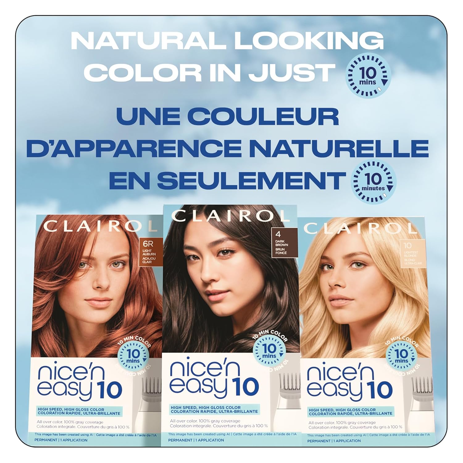 Clairol Nice'N Easy 10 Permanent Hair Dye, 6WN Light Chocolate Brown Hair Color, Pack of 1