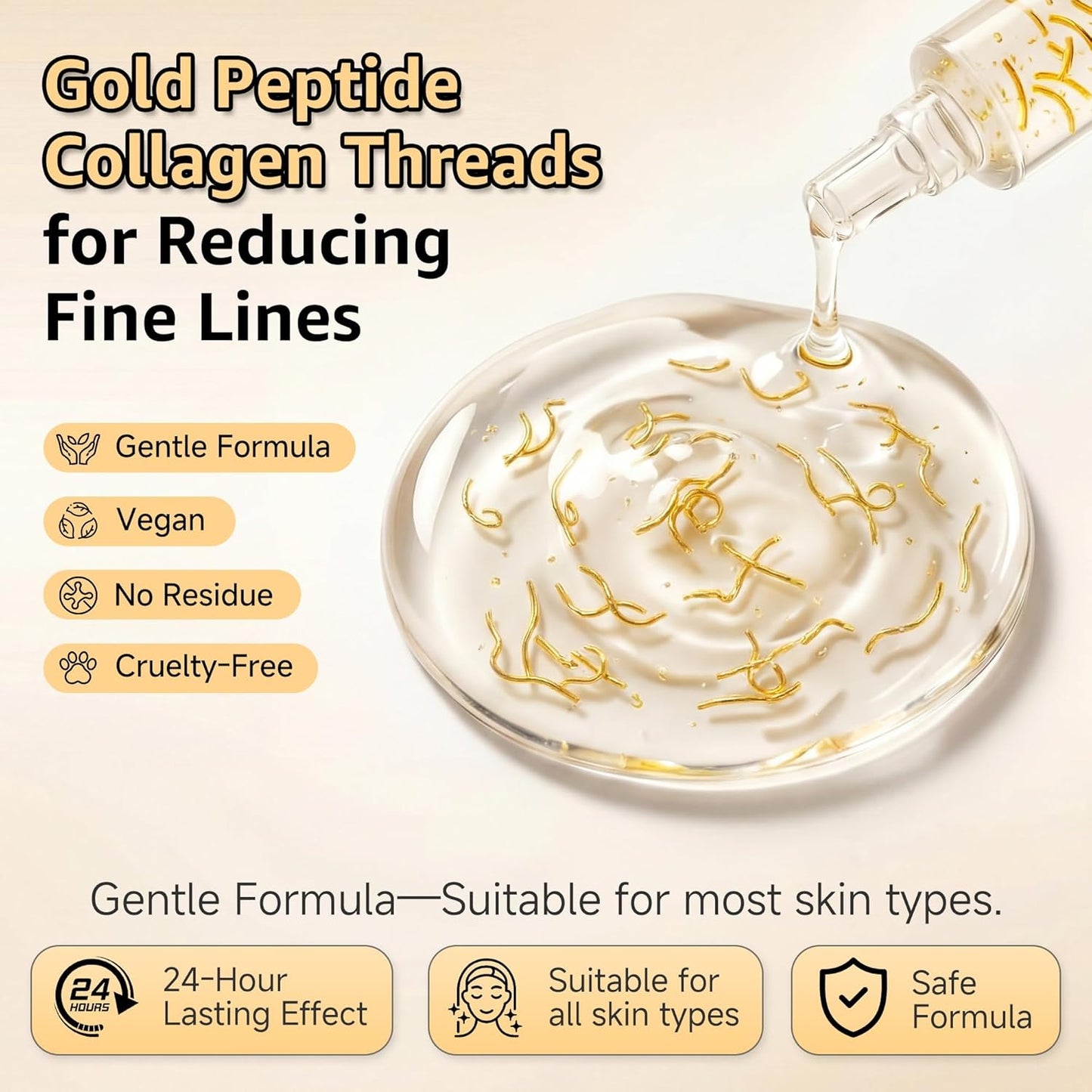 Ampolla de péptido de seda de suero de colágeno profundo, suero coreano antienvejecimiento para cara con colágeno y péptido, hidrata la elasticidad (1.18 onzas líquidas)