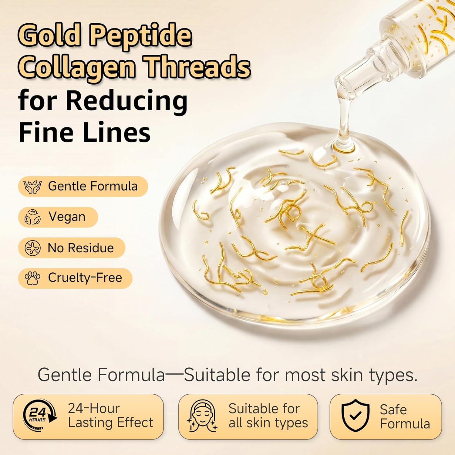 Ampolla de péptido de seda de suero de colágeno profundo, suero coreano antienvejecimiento para cara con colágeno y péptido, hidrata la elasticidad (1.18 onzas líquidas)