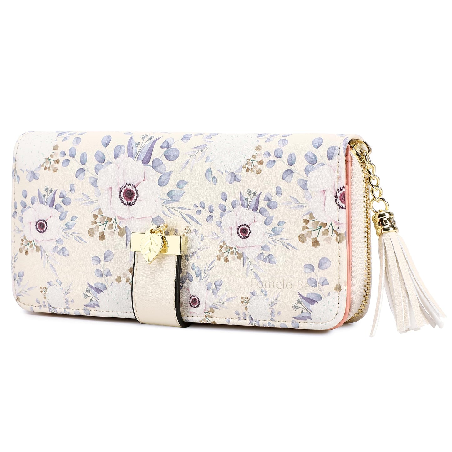 Carteras RFID para mujer con múltiples ranuras para tarjetas y compartimento para teléfono celular, cartera para mujer, Rosado/blanco/gris, Classic