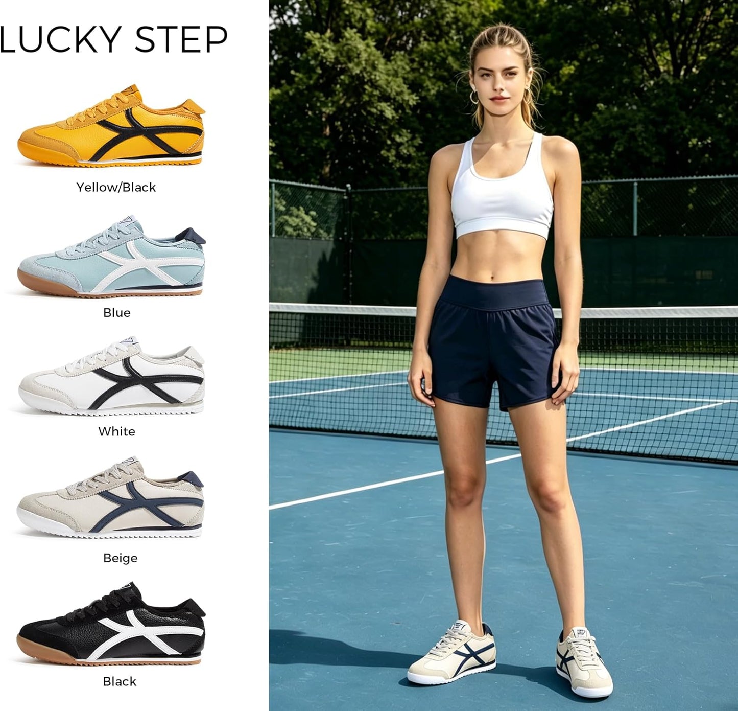 LUCKY STEP Tenis retro unisex para hombres y mujeres, zapatos casuales para caminar, con cordones, tenis de entrenamiento de perfil bajo, ligeros, cómodos, antideslizantes, para uso diario