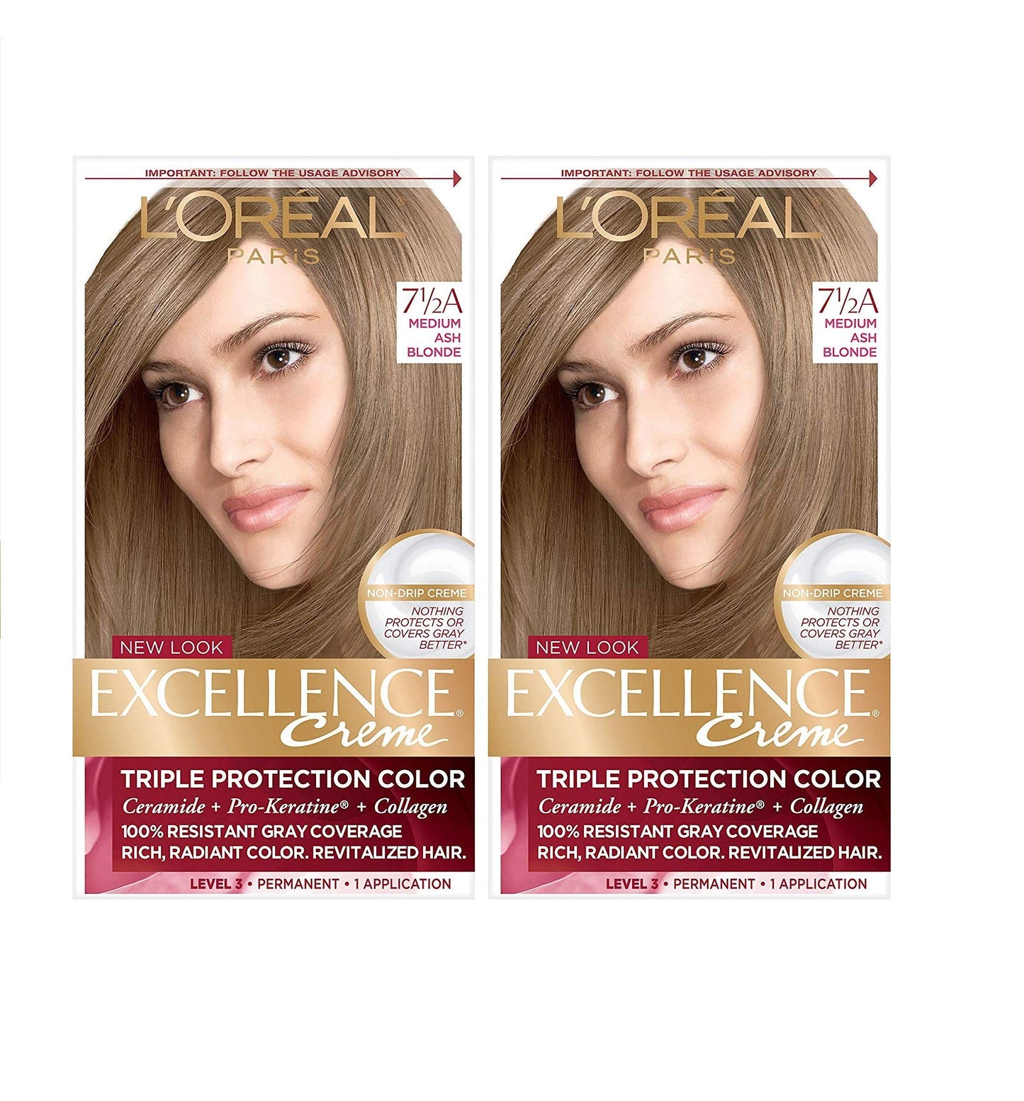 L'Oreal Paris Excellence Crème Tinte Permanente para el Cabello, Color de Cabello de Triple Cuidado con Complejo Pro-Keratine para Cobertura 100% de Canas, 4 Marrón Oscuro, 1 Kit