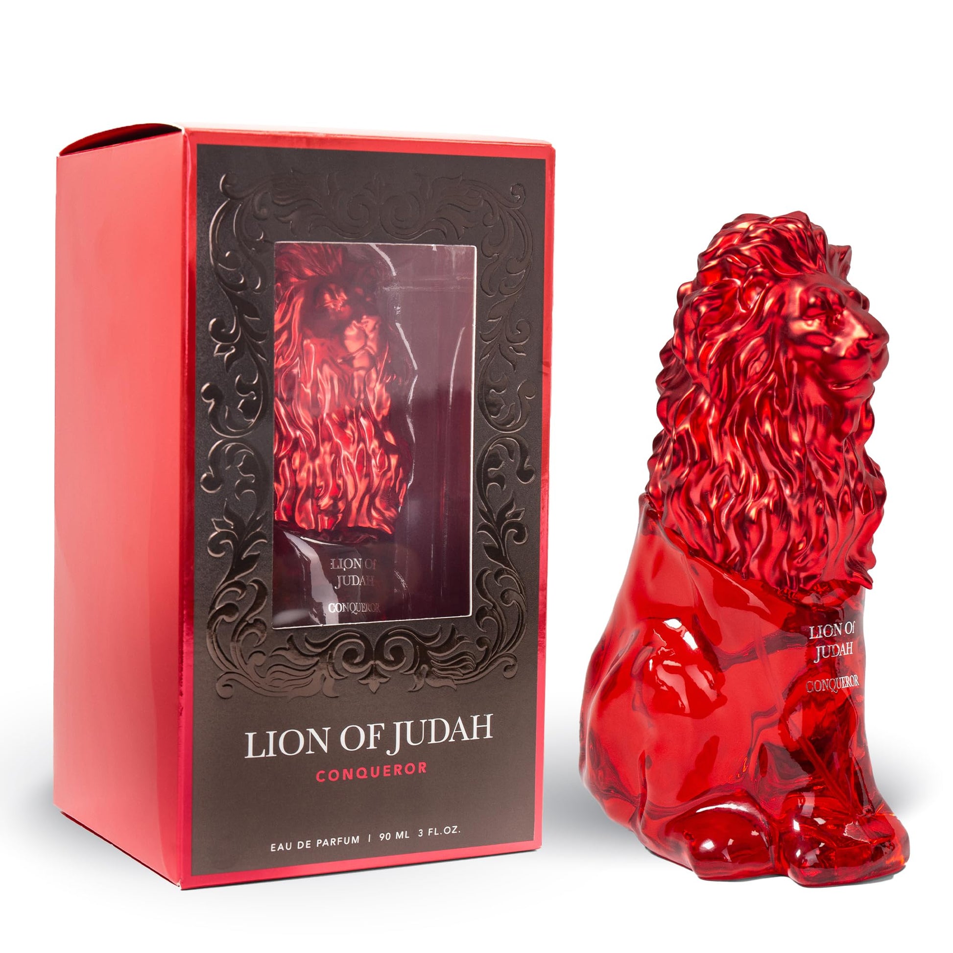LION OF JUDAH Mighty King – Fragancia EDP de larga duración viene en una elegante botella de vidrio en forma de león – Colonia para hombre con notas de canela, madera seca y vainilla (3.0 fl oz)