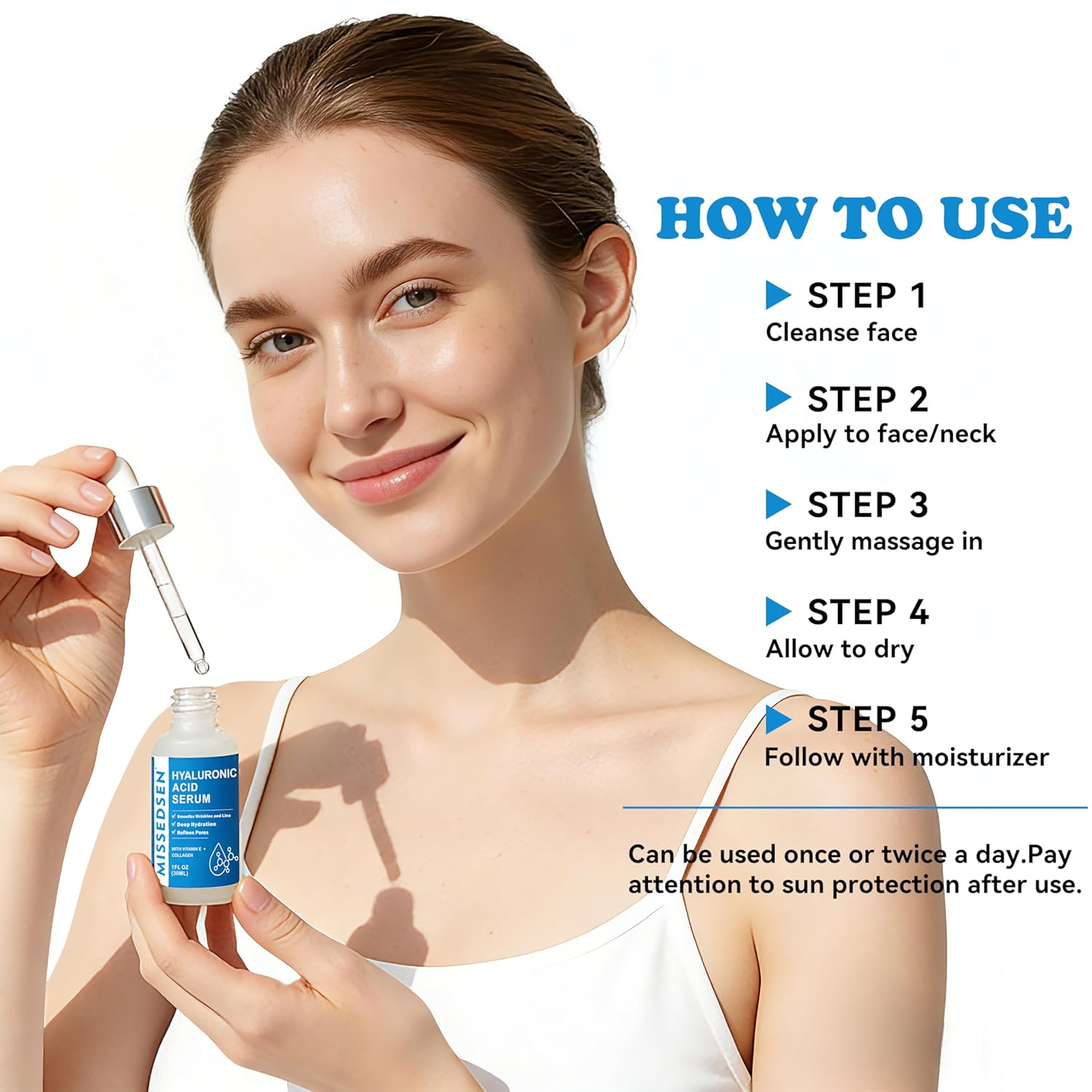 Suero de ácido hialurónico con aceite de colágeno y vitamina E para el cuidado de la piel, suero hidratante e iluminador para la cara, antienvejecimiento, para todo tipo de piel, uso diario, 1 onza líquida