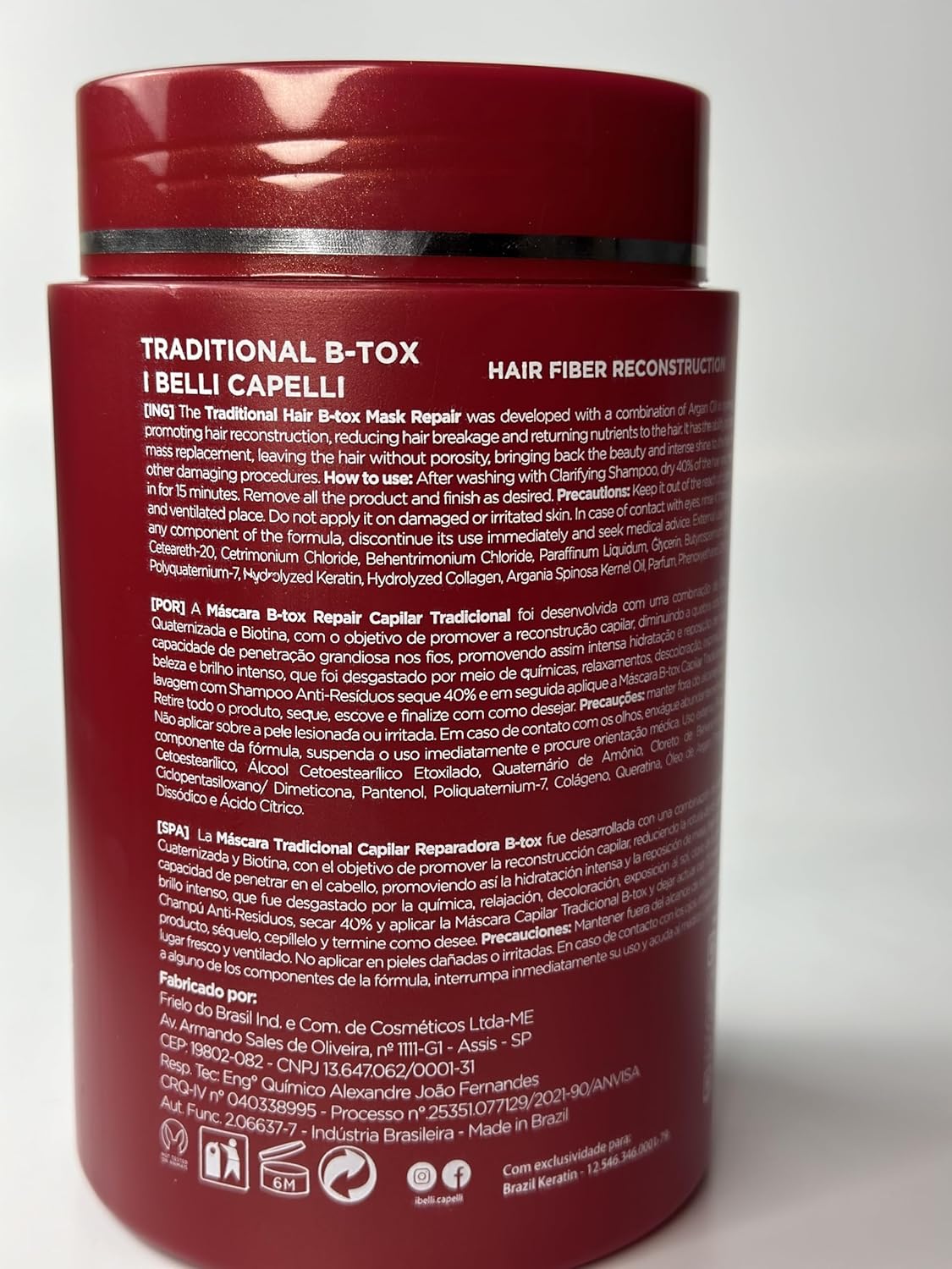 I Belli Capelli Kit de Tratamiento Capilar Ravenna - 1kg/35.02 oz Máscara Capilar B-tox + Champú Anti-Residuos 300ml/10.1 fl.oz - Champú Reparador y Aclarante de Efecto Duradero