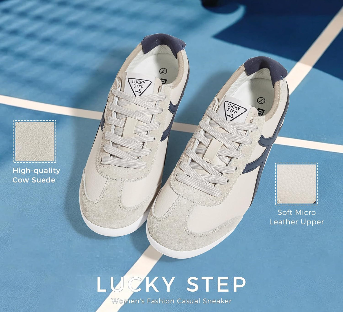 LUCKY STEP Tenis retro unisex para hombres y mujeres, zapatos casuales para caminar, con cordones, tenis de entrenamiento de perfil bajo, ligeros, cómodos, antideslizantes, para uso diario