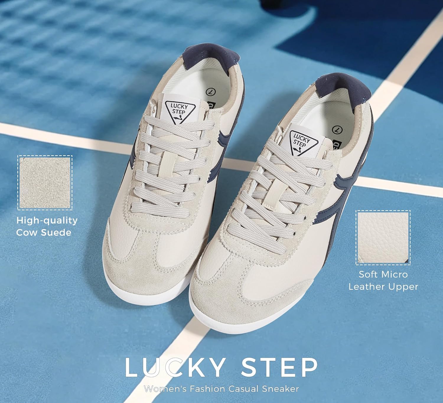 LUCKY STEP Tenis retro unisex para hombres y mujeres, zapatos casuales para caminar, con cordones, tenis de entrenamiento de perfil bajo, ligeros, cómodos, antideslizantes, para uso diario