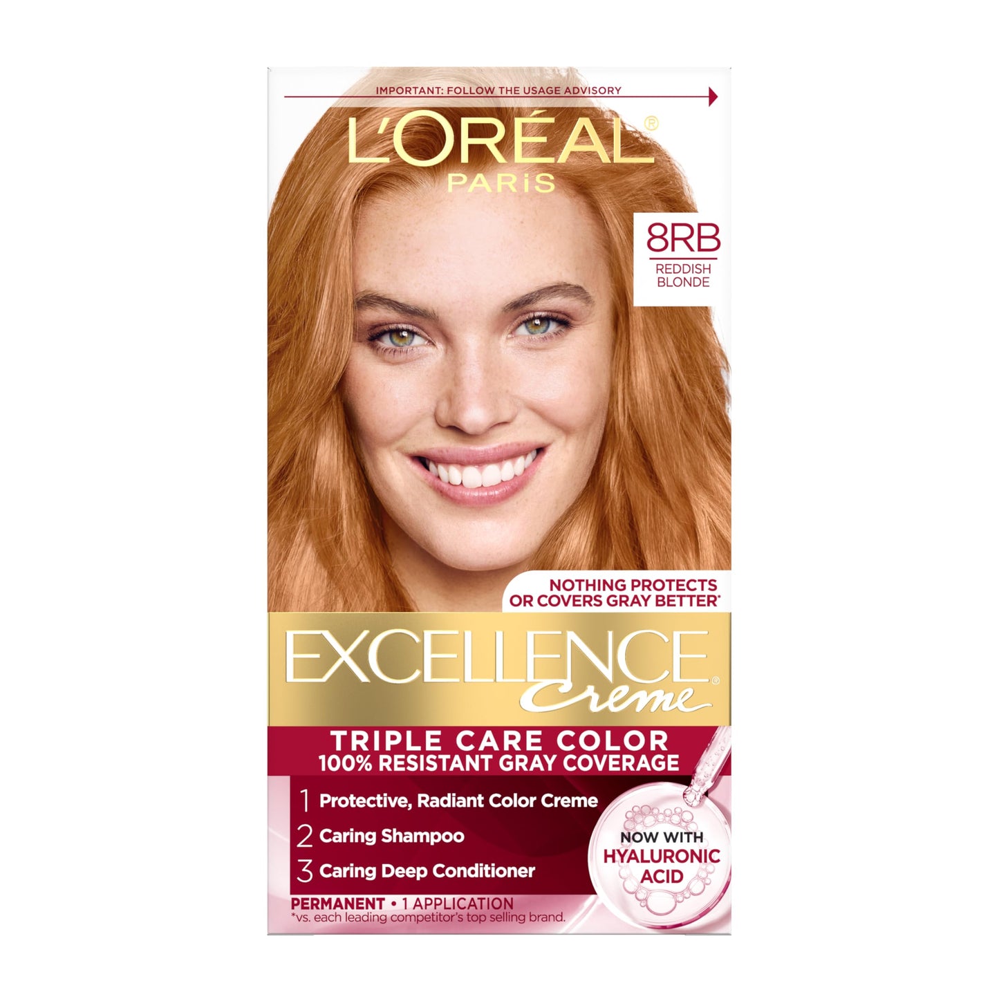 L'Oreal Paris Excellence Crème Tinte Permanente para el Cabello, Color de Cabello de Triple Cuidado con Complejo Pro-Keratine para Cobertura 100% de Canas, 4 Marrón Oscuro, 1 Kit