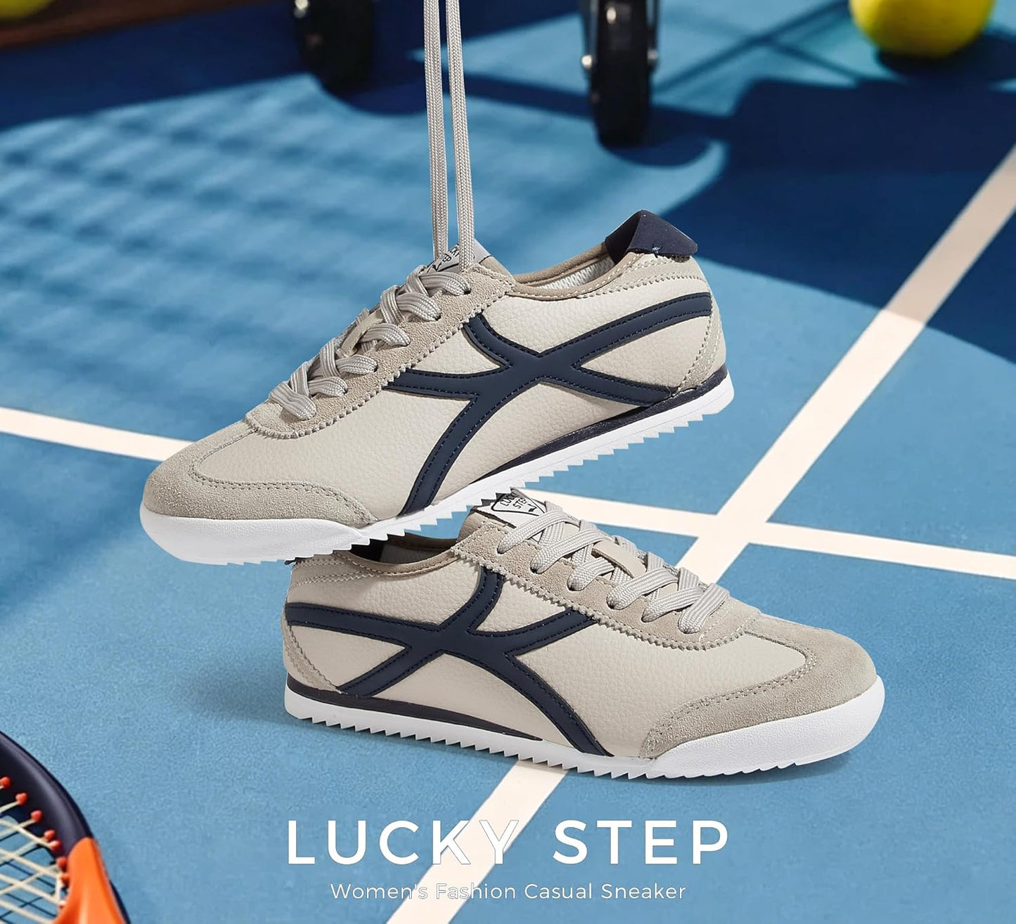 LUCKY STEP Tenis retro unisex para hombres y mujeres, zapatos casuales para caminar, con cordones, tenis de entrenamiento de perfil bajo, ligeros, cómodos, antideslizantes, para uso diario