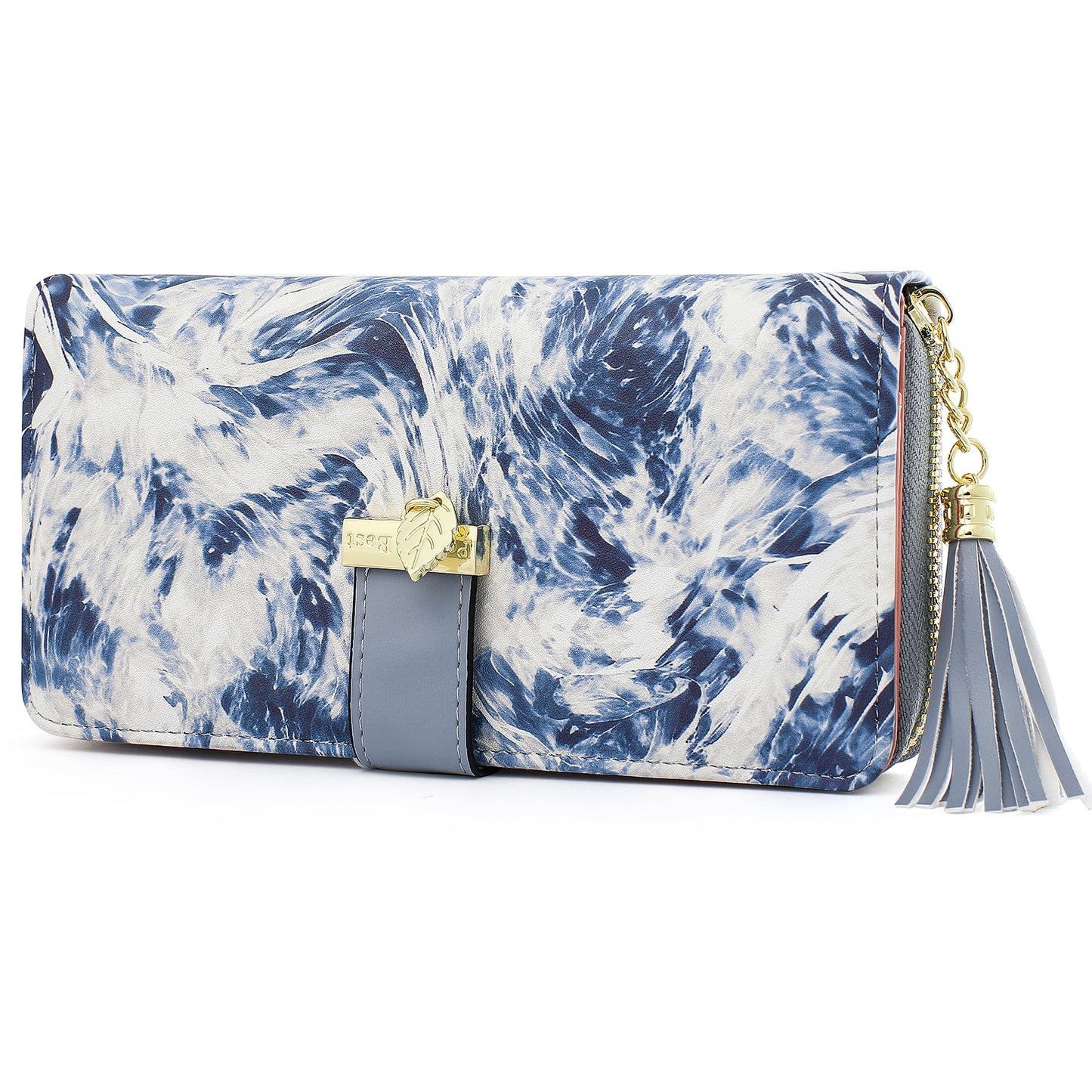 Carteras RFID para mujer con múltiples ranuras para tarjetas y compartimento para teléfono celular, cartera para mujer, Rosado/blanco/gris, Classic