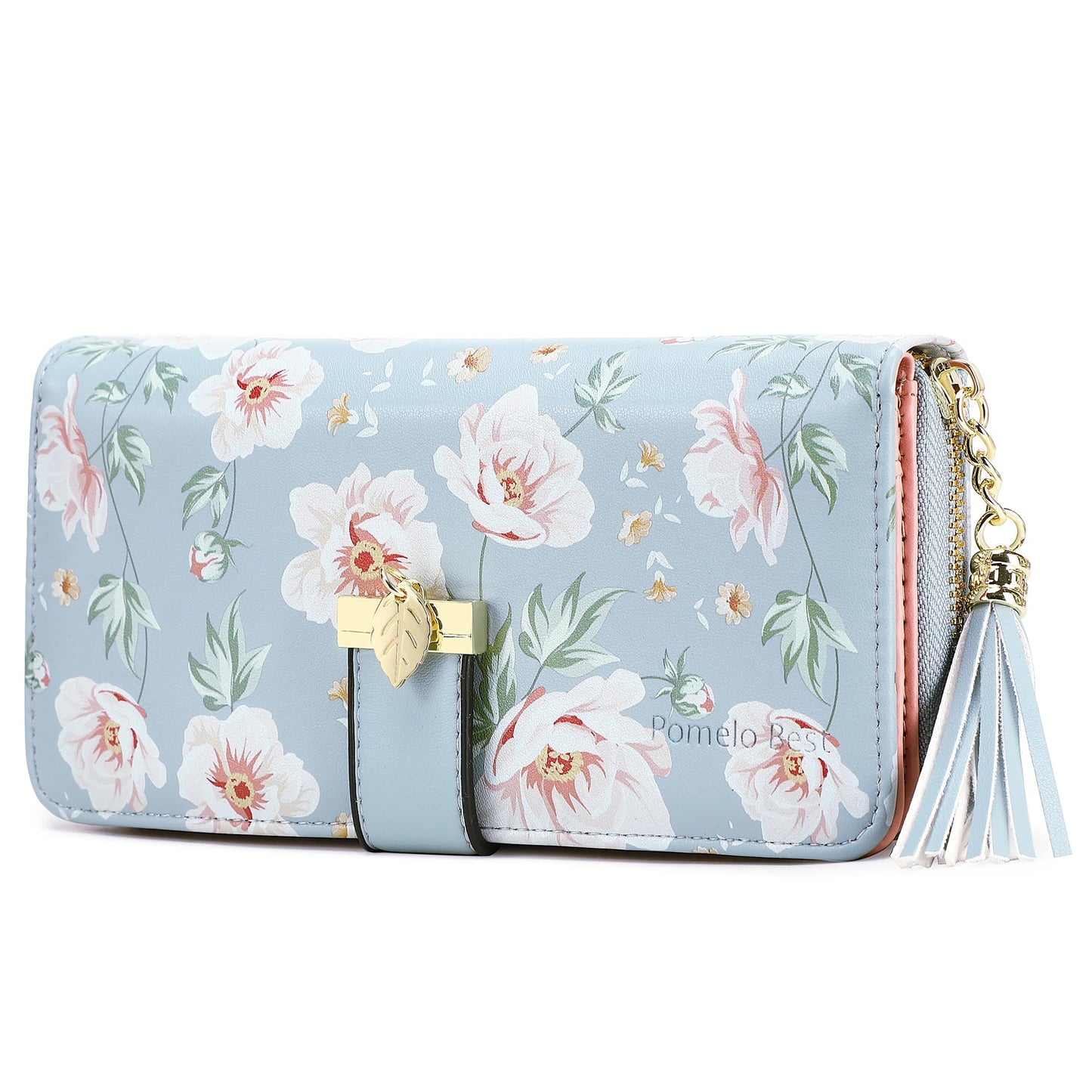 Carteras RFID para mujer con múltiples ranuras para tarjetas y compartimento para teléfono celular, cartera para mujer, Rosado/blanco/gris, Classic