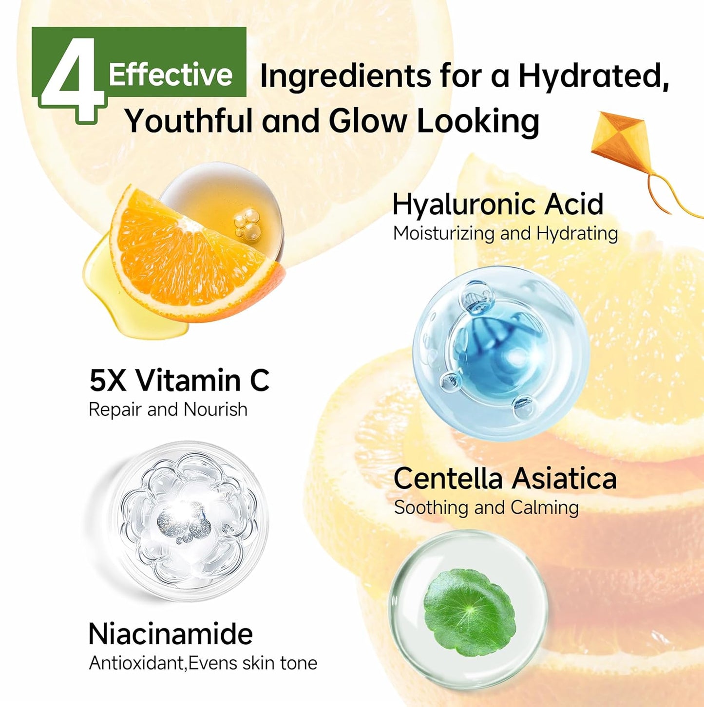 Glown - Juego de 6 piezas para el cuidado de la piel hidratante con 5X vitamina C y niacinamida colágeno, kit de cuidado facial HONLINK incluye tóner, suero facial, limpiador, humectante, crema para