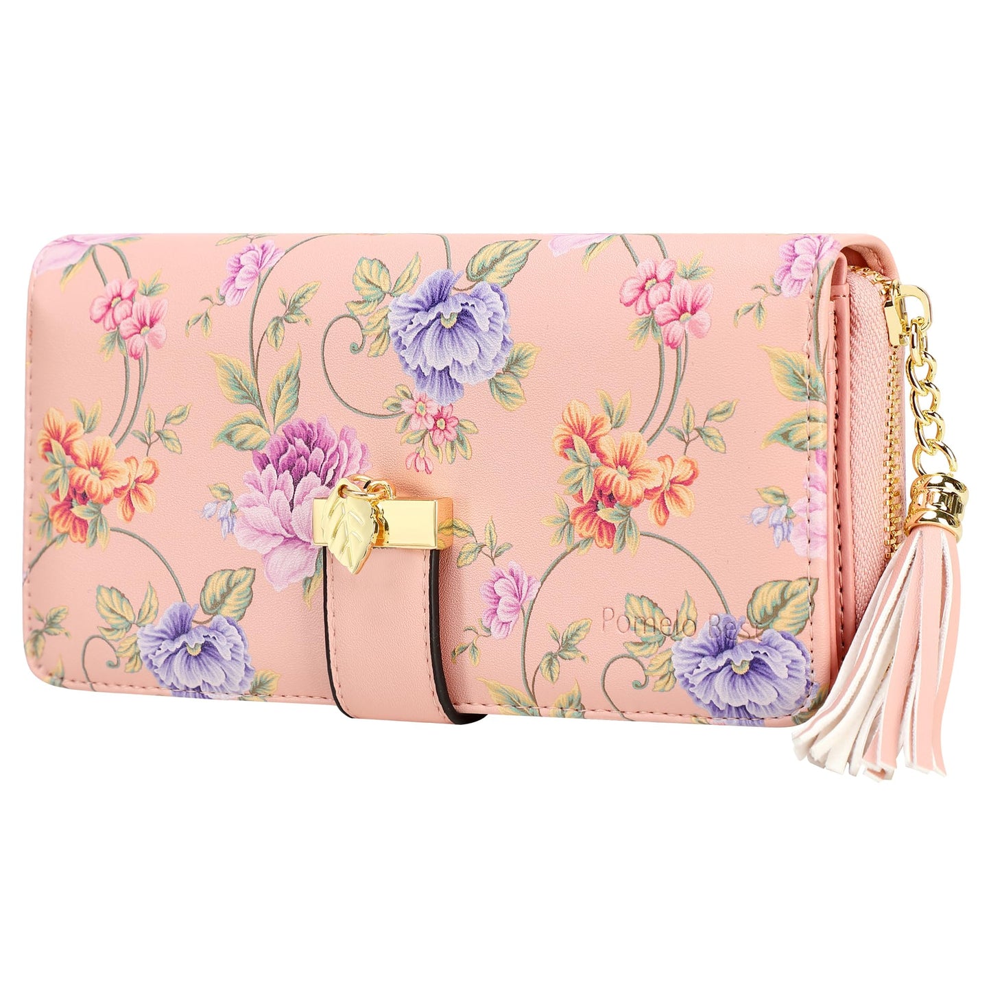Carteras RFID para mujer con múltiples ranuras para tarjetas y compartimento para teléfono celular, cartera para mujer, Rosado/blanco/gris, Classic