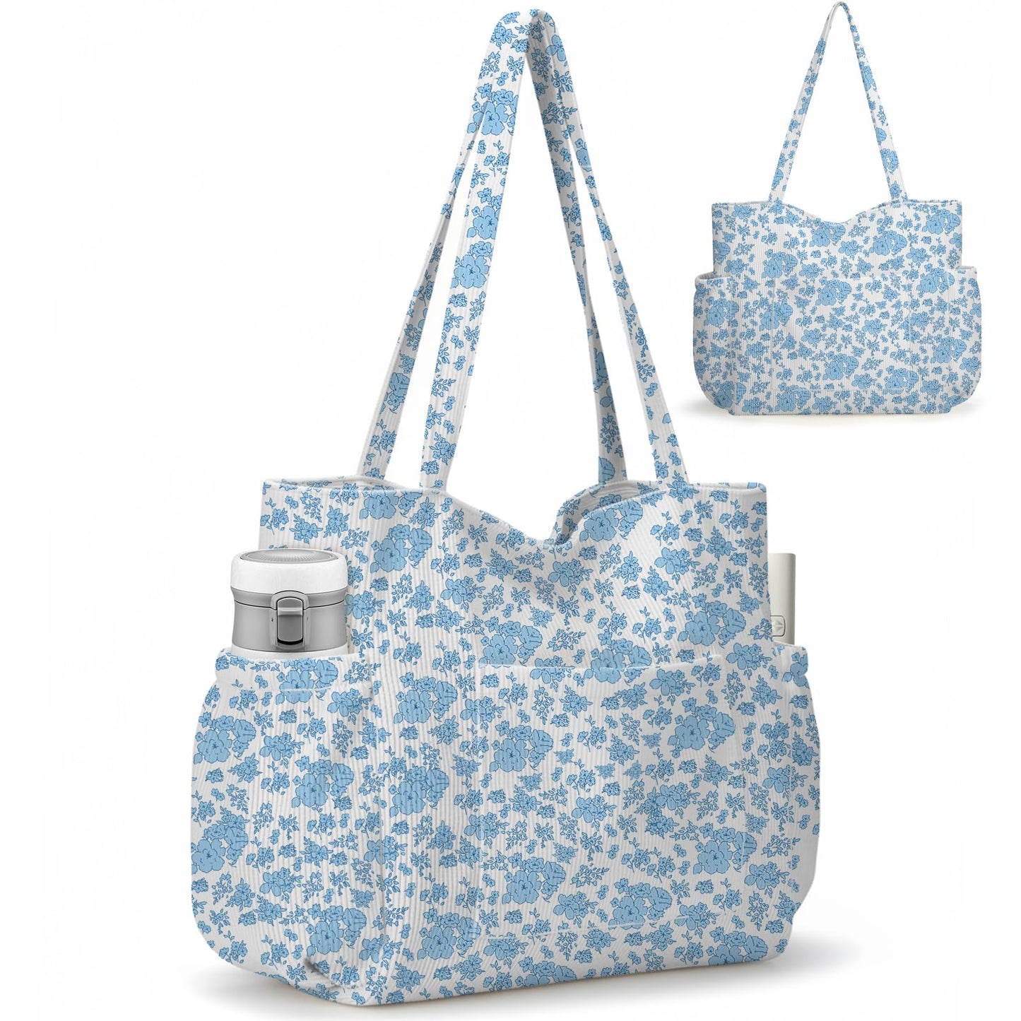 Bolsa de pana para mujeres, bolsa de gran capacidad linda con 6 bolsillos, bolso cruzado de hombro para trabajo, viajes, gimnasio