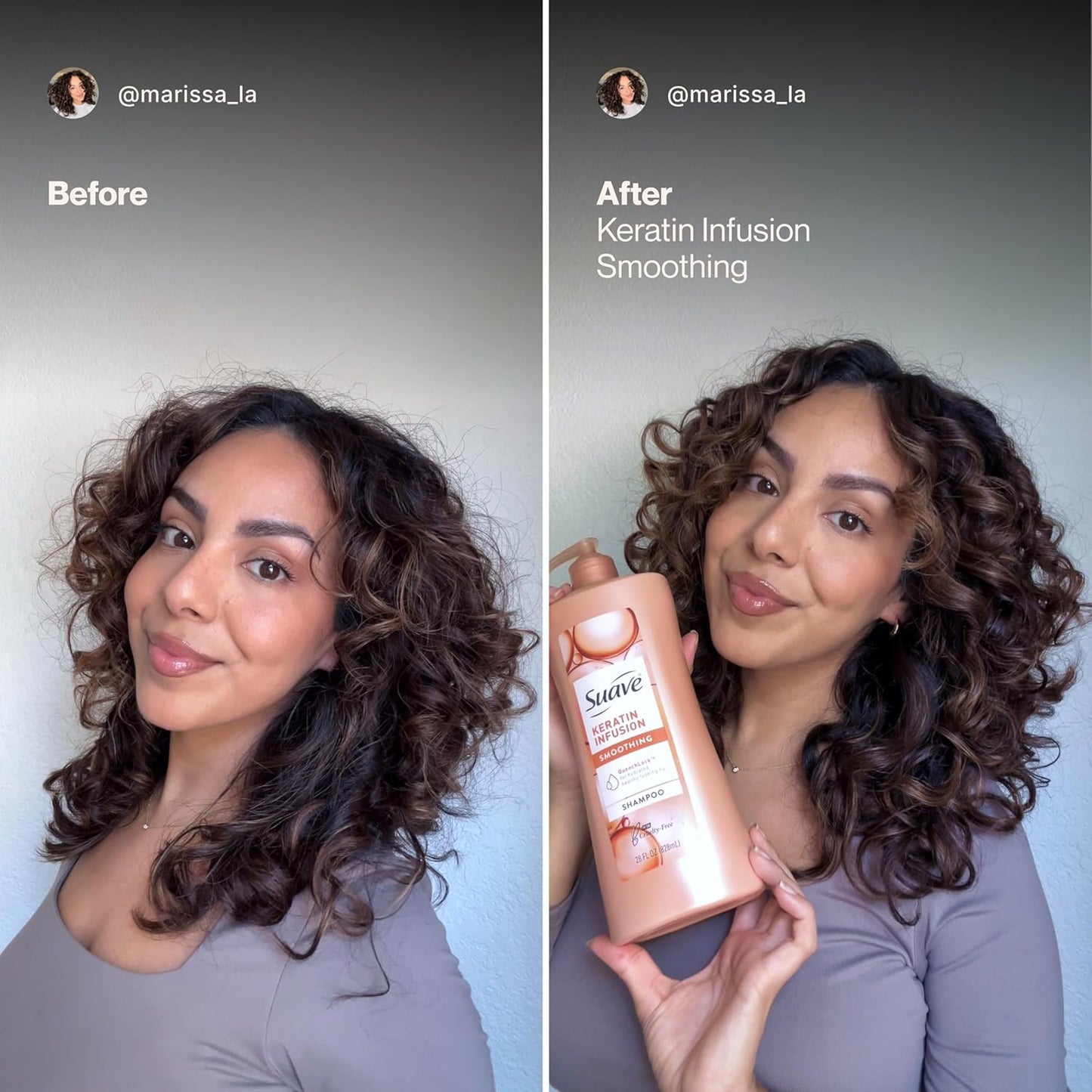 Suave Champú alisador de infusión de queratina para cabello encrespado, antihumedad + control de encrespamiento 48 horas, suaviza y desenreda para un fácil peinado, bomba de 28 onzas líquidas, 4 unidades