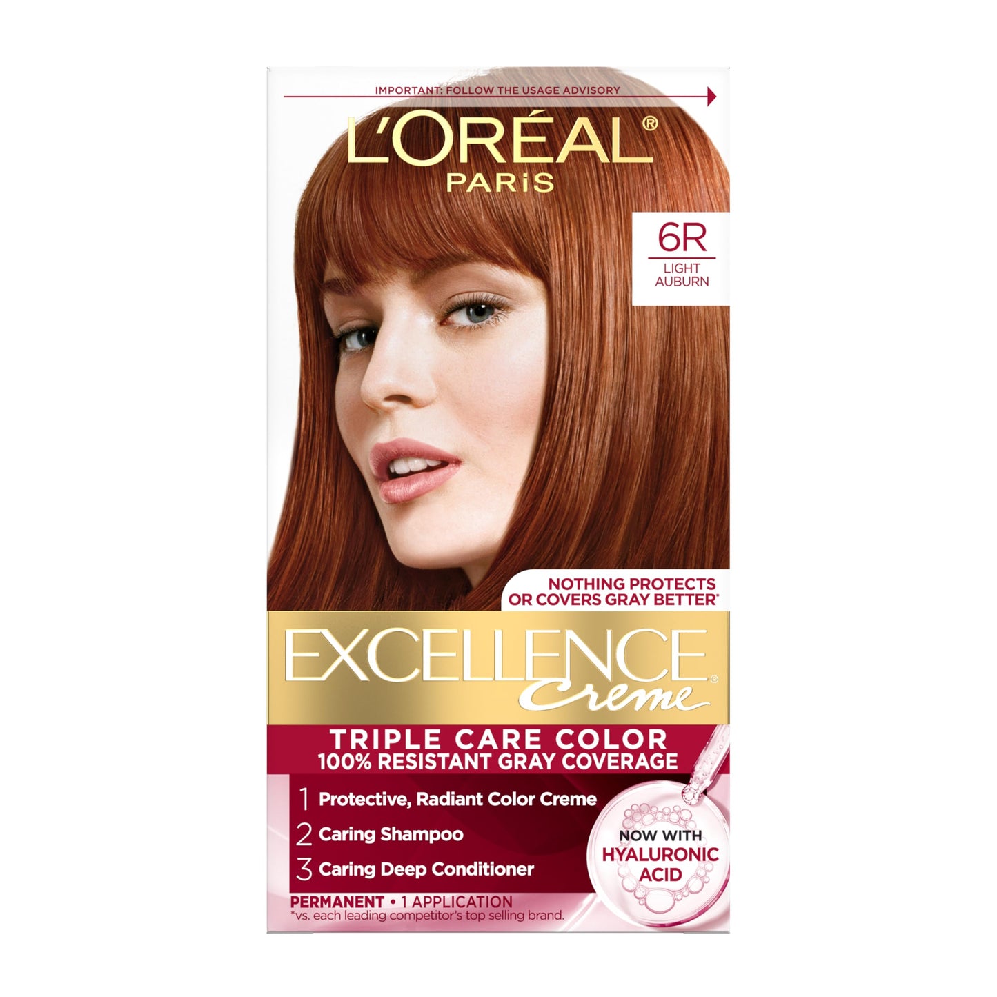 L'Oreal Paris Excellence Crème Tinte Permanente para el Cabello, Color de Cabello de Triple Cuidado con Complejo Pro-Keratine para Cobertura 100% de Canas, 4 Marrón Oscuro, 1 Kit