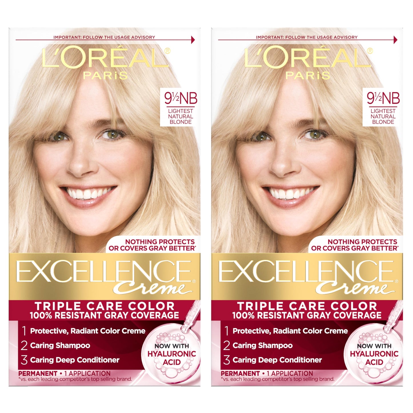 L'Oreal Paris Excellence Crème Tinte Permanente para el Cabello, Color de Cabello de Triple Cuidado con Complejo Pro-Keratine para Cobertura 100% de Canas, 4 Marrón Oscuro, 1 Kit