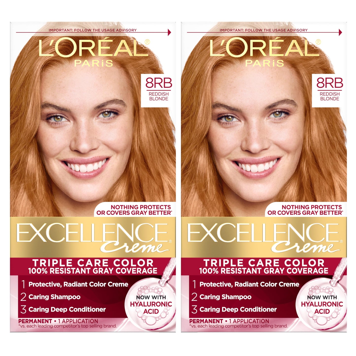 L'Oreal Paris Excellence Crème Tinte Permanente para el Cabello, Color de Cabello de Triple Cuidado con Complejo Pro-Keratine para Cobertura 100% de Canas, 4 Marrón Oscuro, 1 Kit