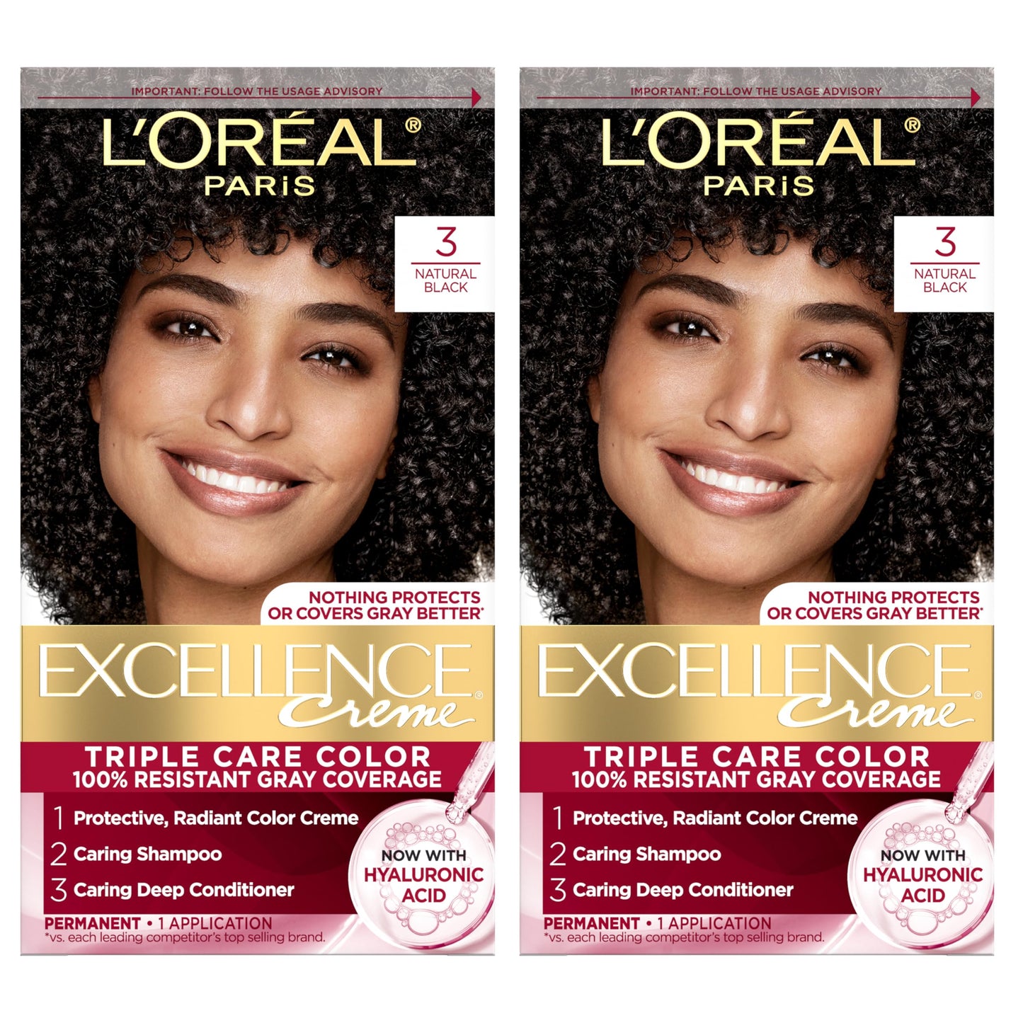 L'Oreal Paris Excellence Crème Tinte Permanente para el Cabello, Color de Cabello de Triple Cuidado con Complejo Pro-Keratine para Cobertura 100% de Canas, 4 Marrón Oscuro, 1 Kit