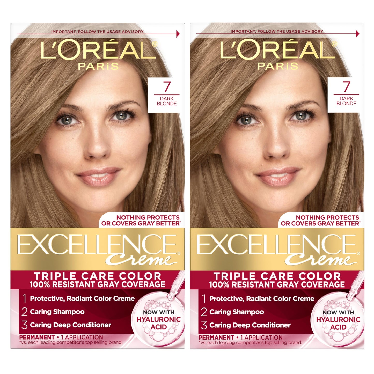 L'Oreal Paris Excellence Crème Tinte Permanente para el Cabello, Color de Cabello de Triple Cuidado con Complejo Pro-Keratine para Cobertura 100% de Canas, 4 Marrón Oscuro, 1 Kit