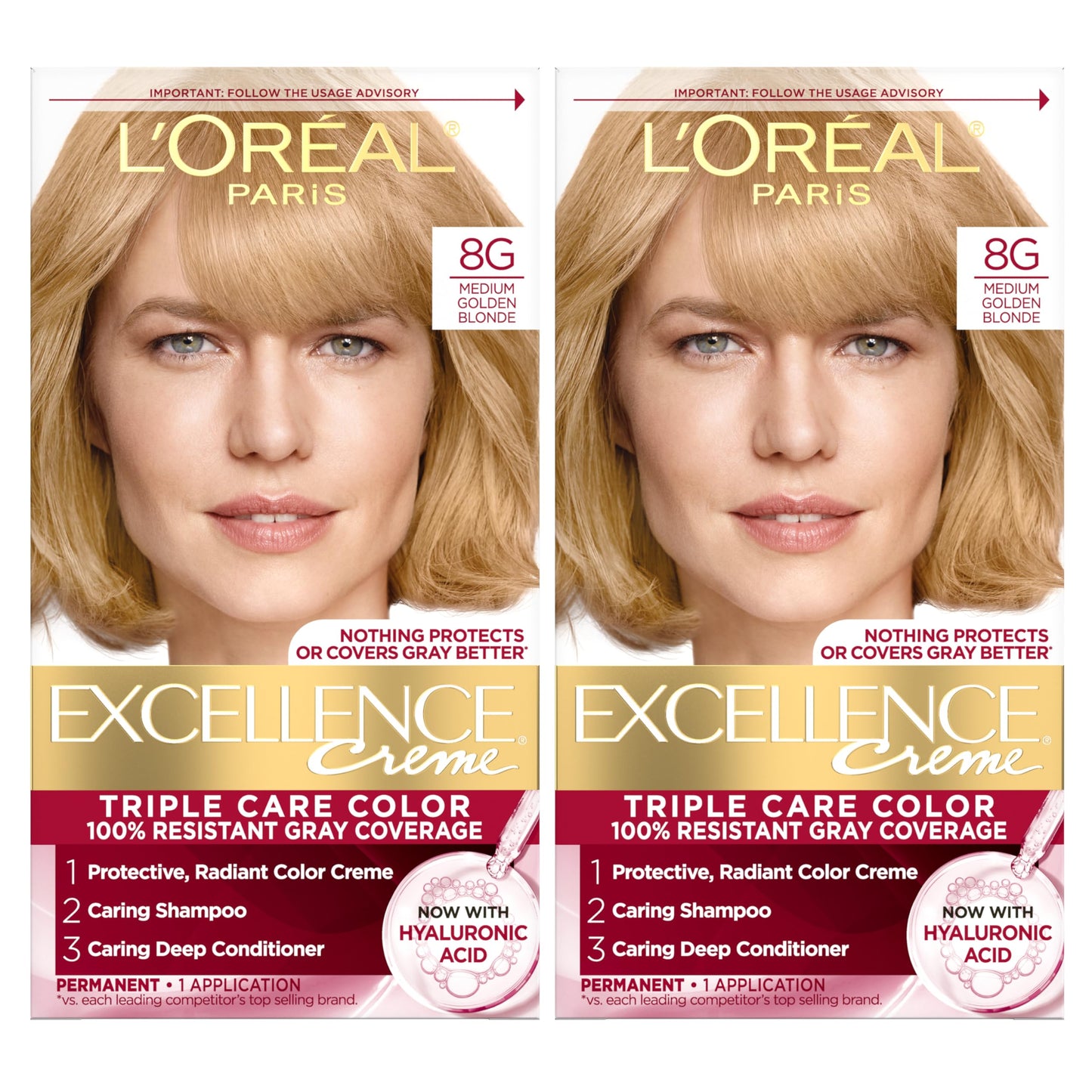 L'Oreal Paris Excellence Crème Tinte Permanente para el Cabello, Color de Cabello de Triple Cuidado con Complejo Pro-Keratine para Cobertura 100% de Canas, 4 Marrón Oscuro, 1 Kit
