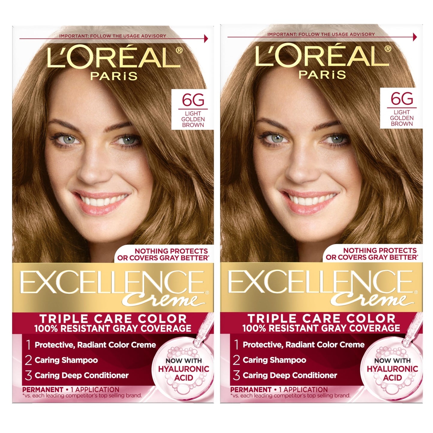 L'Oreal Paris Excellence Crème Tinte Permanente para el Cabello, Color de Cabello de Triple Cuidado con Complejo Pro-Keratine para Cobertura 100% de Canas, 4 Marrón Oscuro, 1 Kit