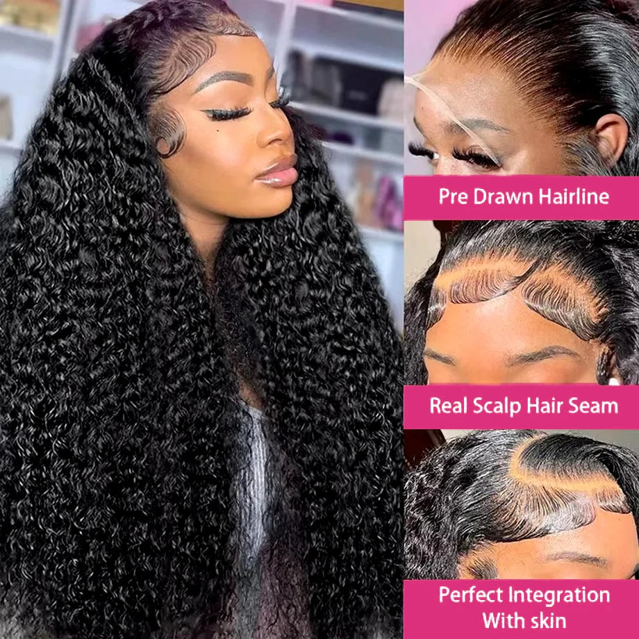 Kinky Curly Wigs 13x6 HD Lace Frontal Wig Glueless Human Hair 4C Afro Curly Lace Front Human Hair Wigs 7x5 HD Lace Closure Wigs