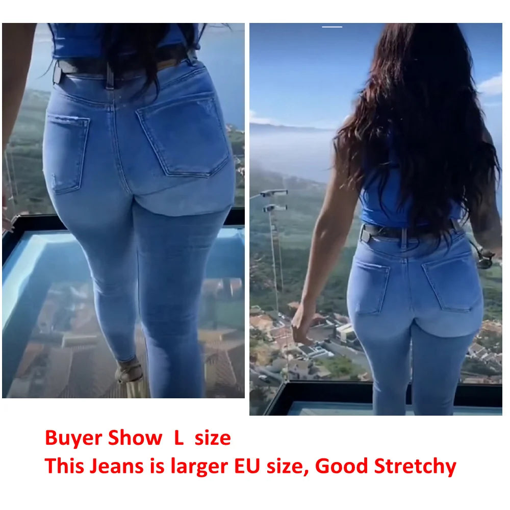 Ass Curvy Jeans Stretchy High Waisted Jeans Big Butt Hips Denim Pants Pull Up Elastic Super Stretch denim pants